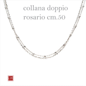 Apri immagine nella presentazione, Collana doppio rosario - rodiata -  cm50  e cm 80
