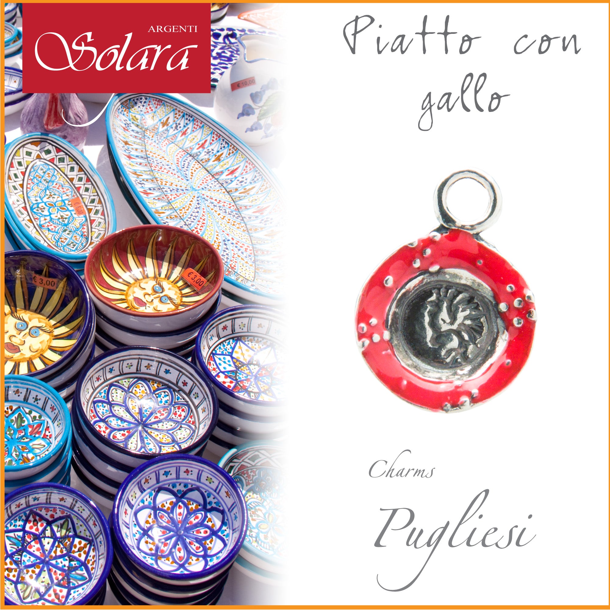 Piatti con gallo - smaltato