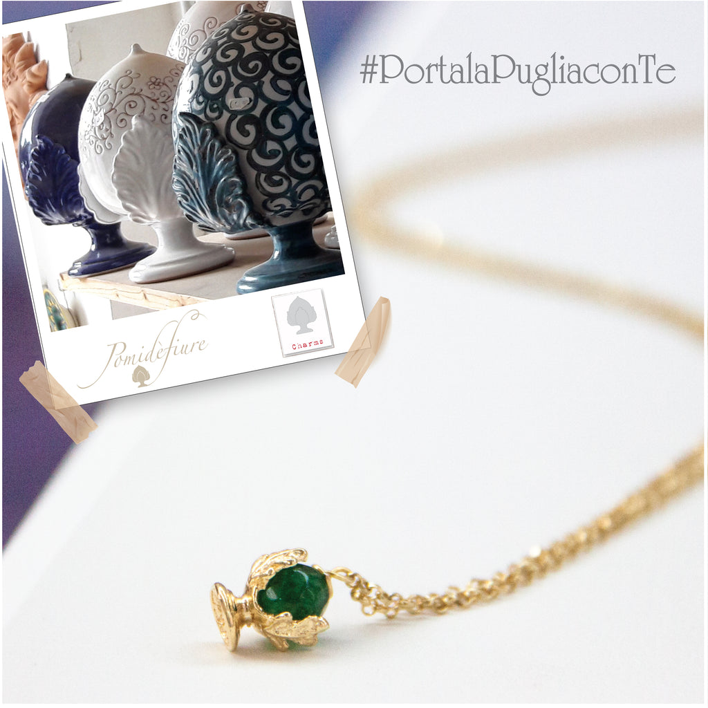 Collana cm.45 con Pomidèfiure e pietre - dorata