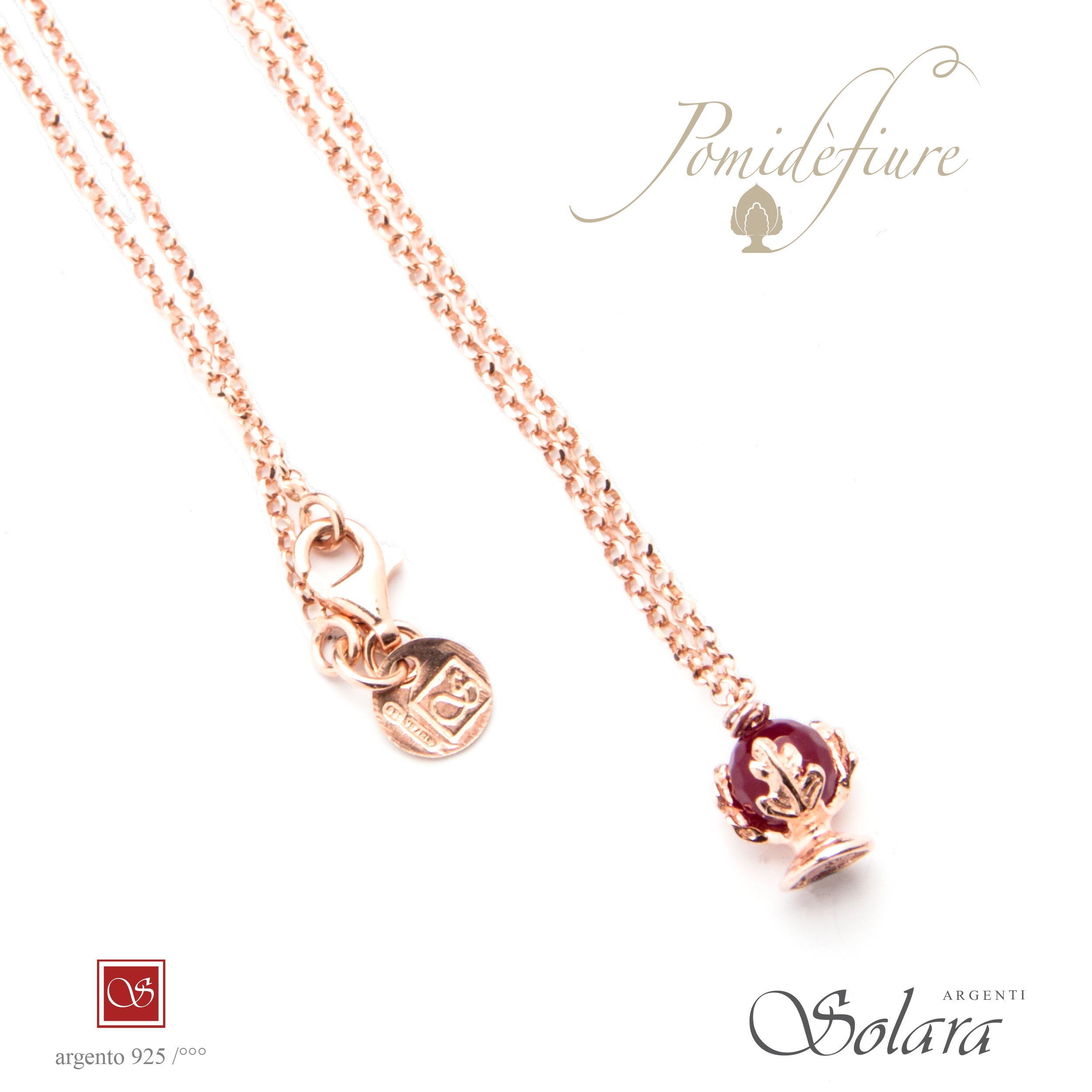 Collana cm.45 con Pomidèfiure e pietre - rosè