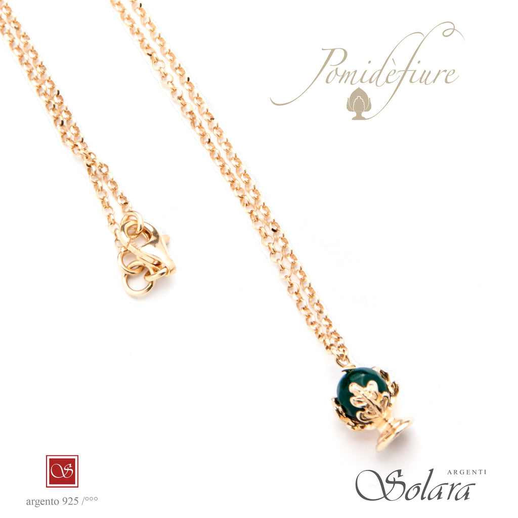 Collana cm.45 con Pomidèfiure e pietre - dorata