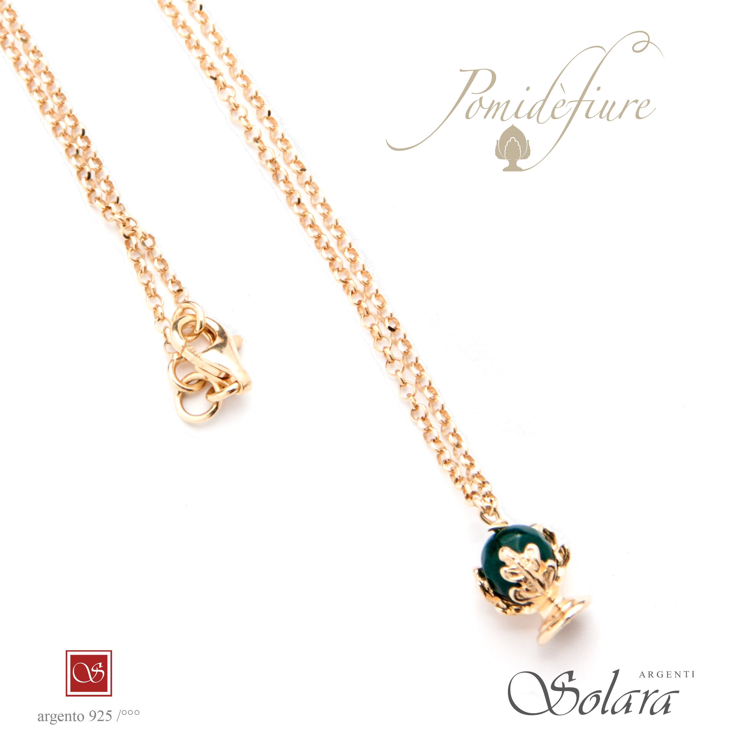 Collana cm.45 con Pomidèfiure e pietre - dorata