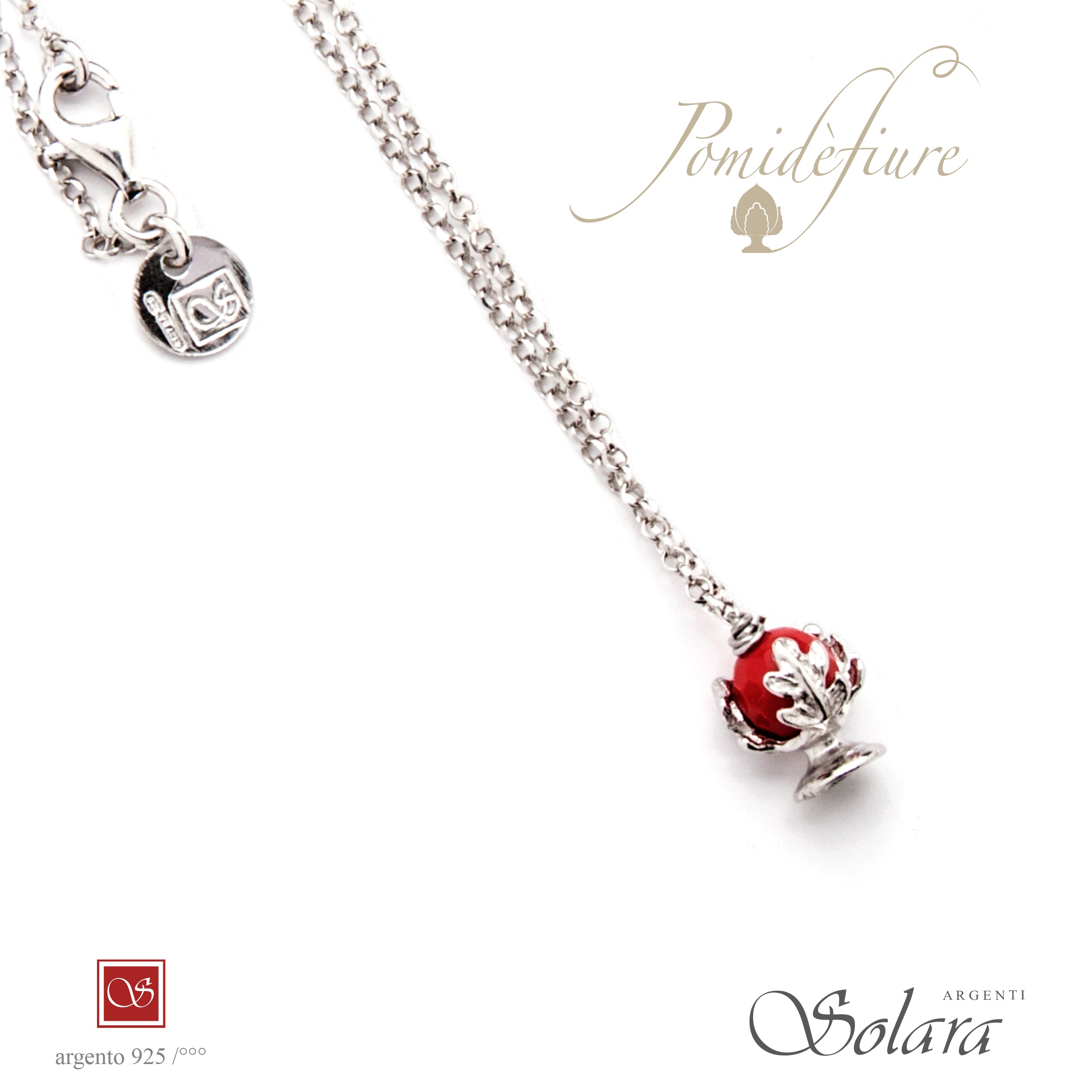 Collana cm.45 con Pomidèfiure e pietre - rodiata