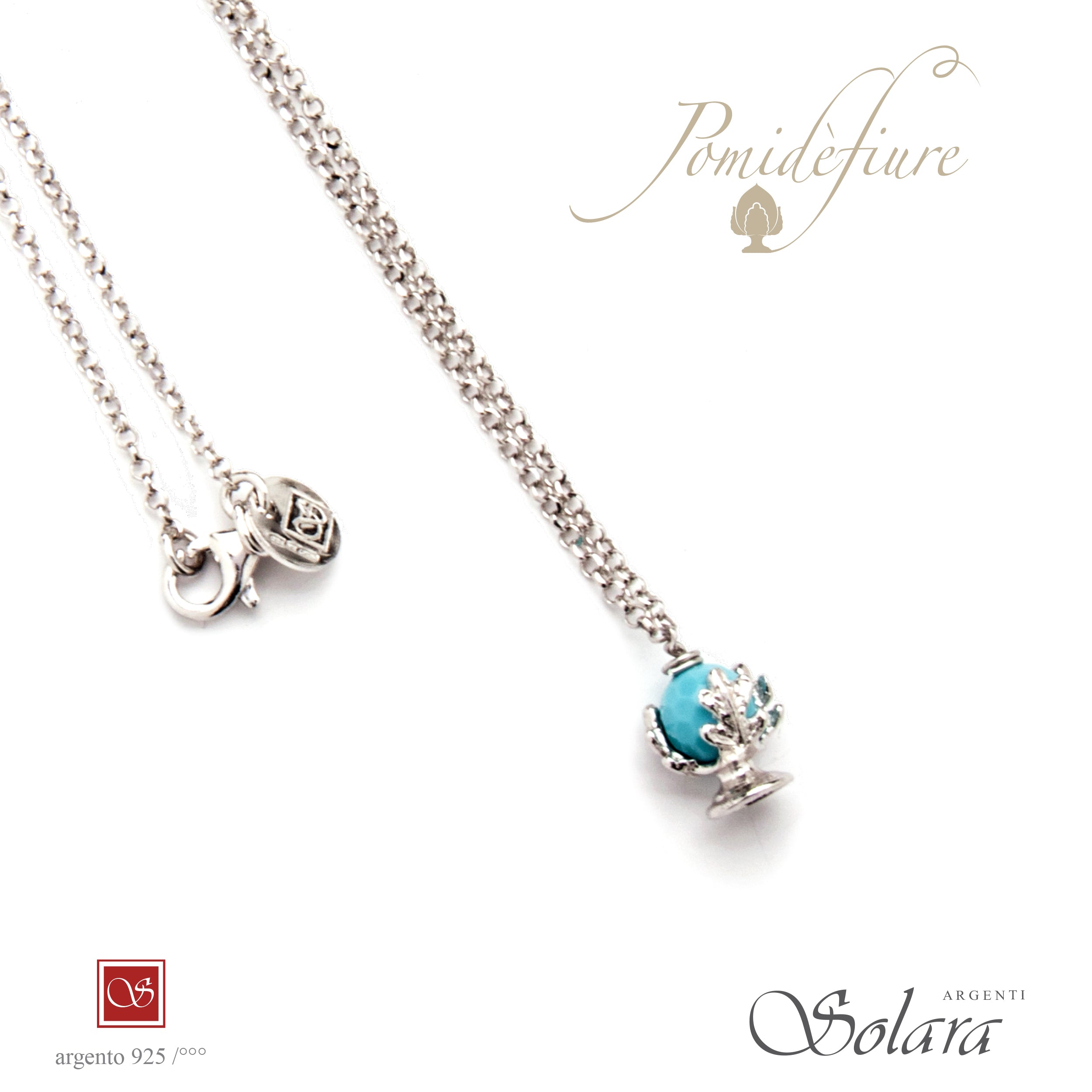 Collana cm.45 con Pomidèfiure e pietre - rodiata