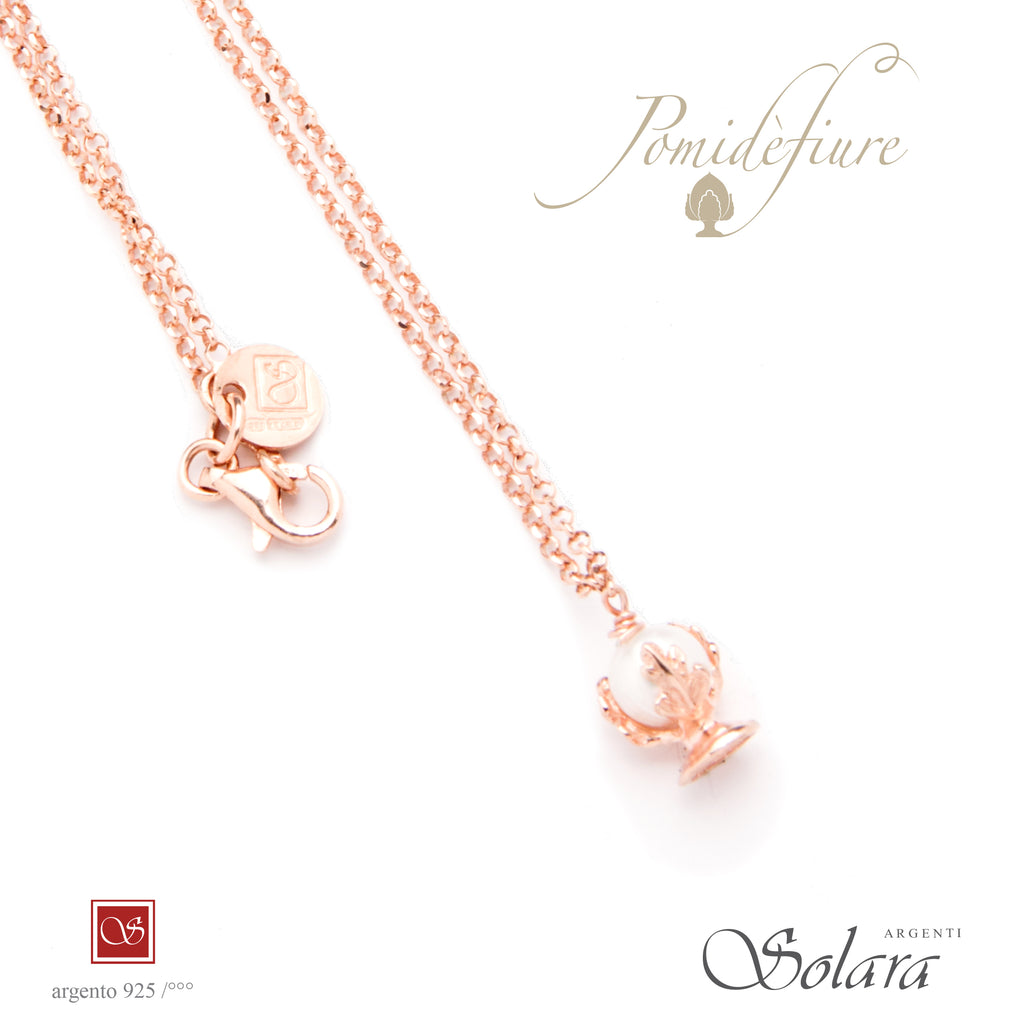 Collana cm.45 con Pomidèfiure e pietre - rosè