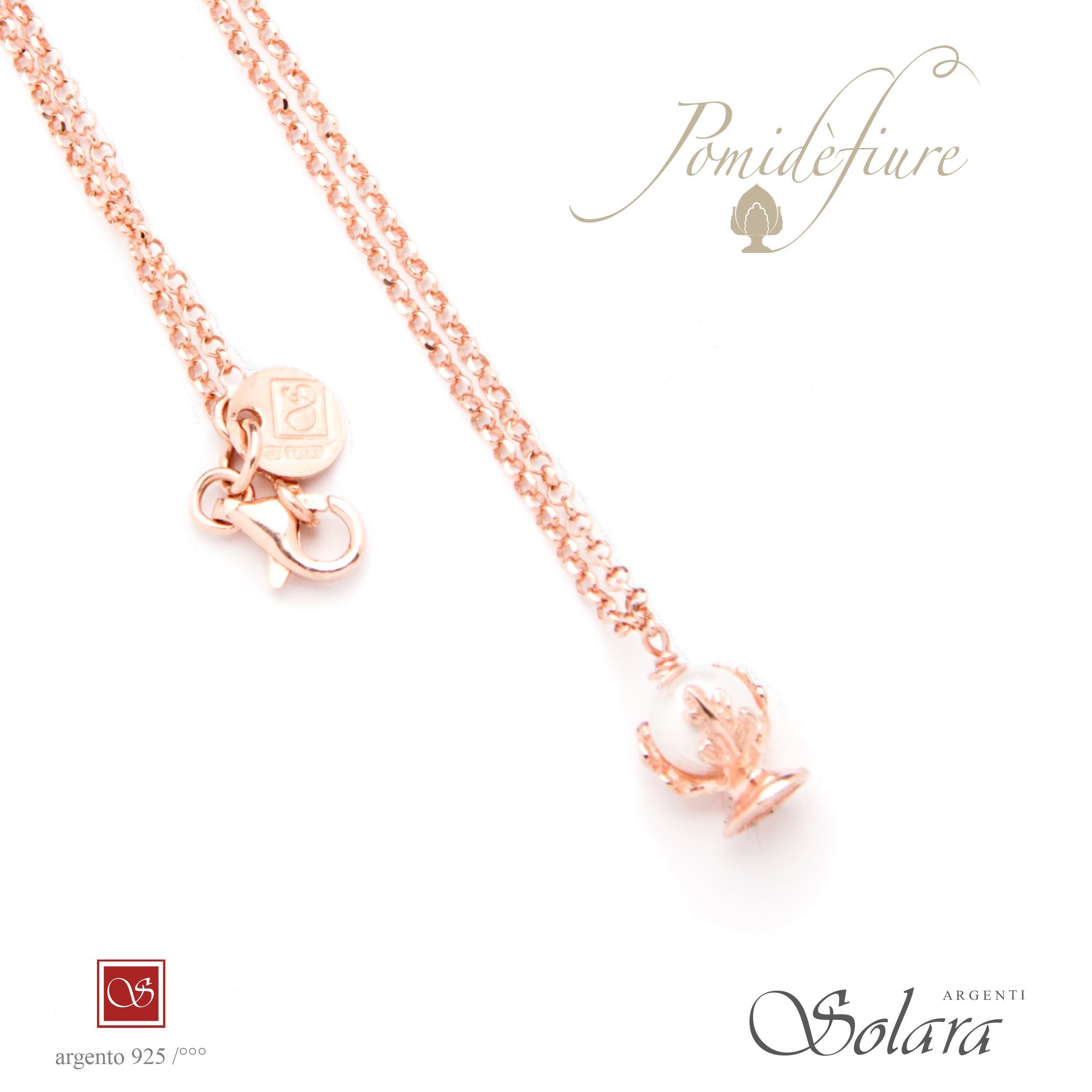 Collana cm.45 con Pomidèfiure e pietre - rosè