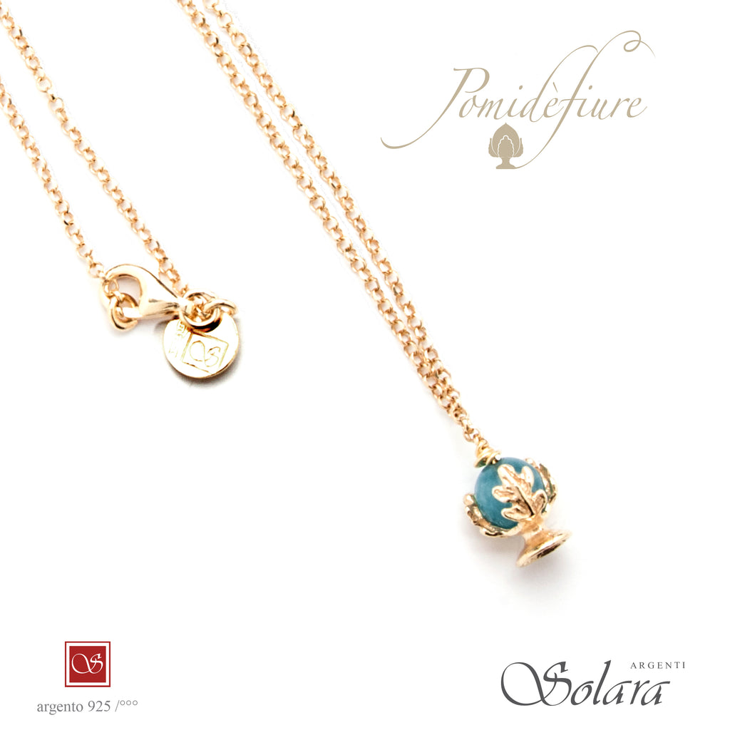 Collana cm.45 con Pomidèfiure e pietre - dorata