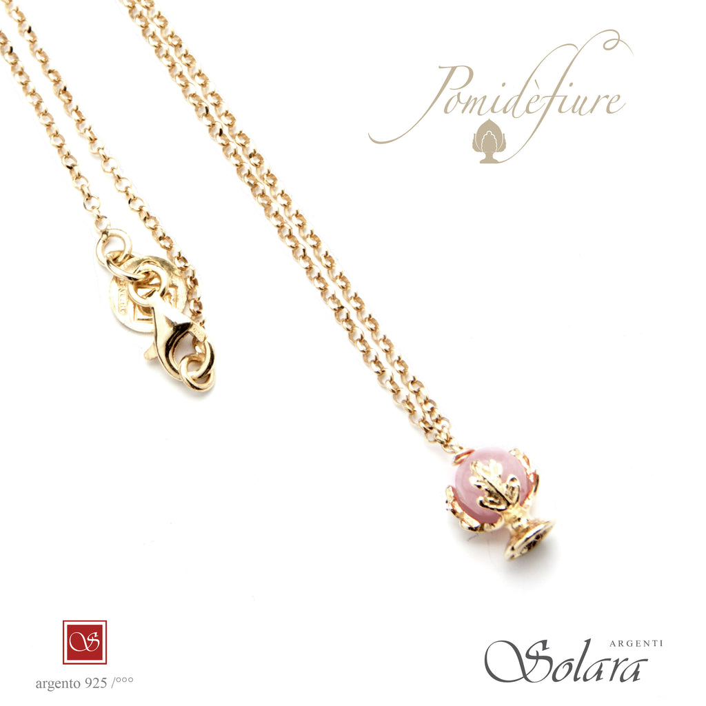 Collana cm.45 con Pomidèfiure e pietre - dorata