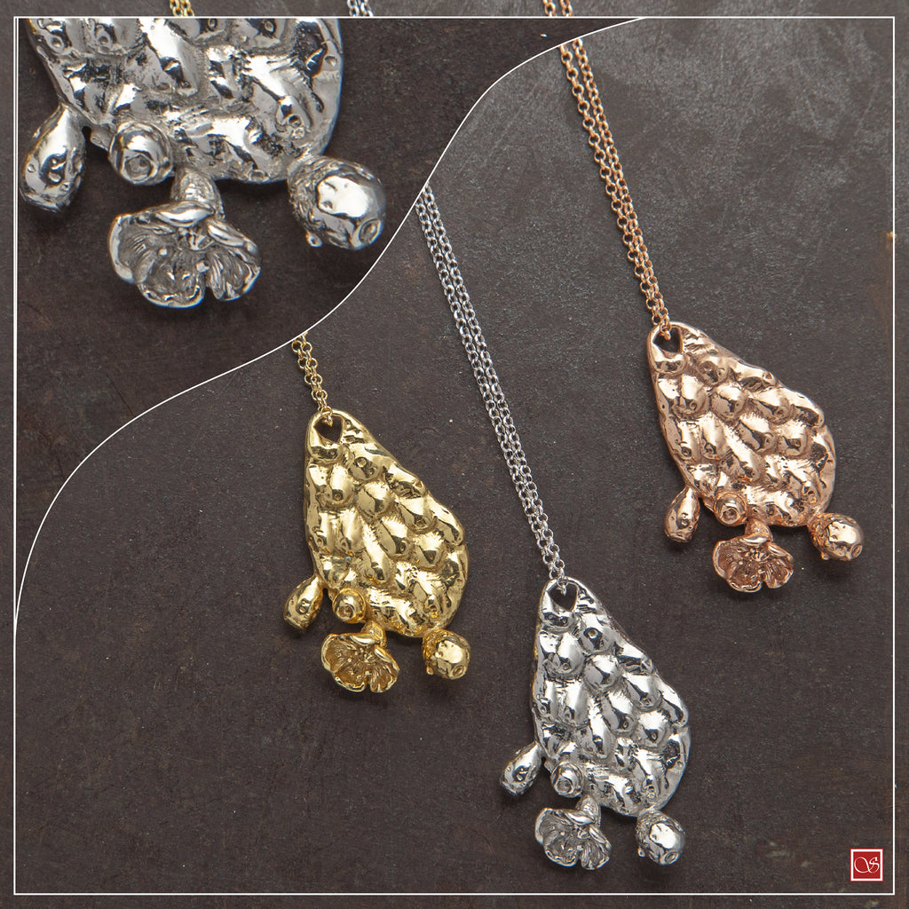 pala fico d'India grande - argento-rosè-dorata (non comprende la collana)