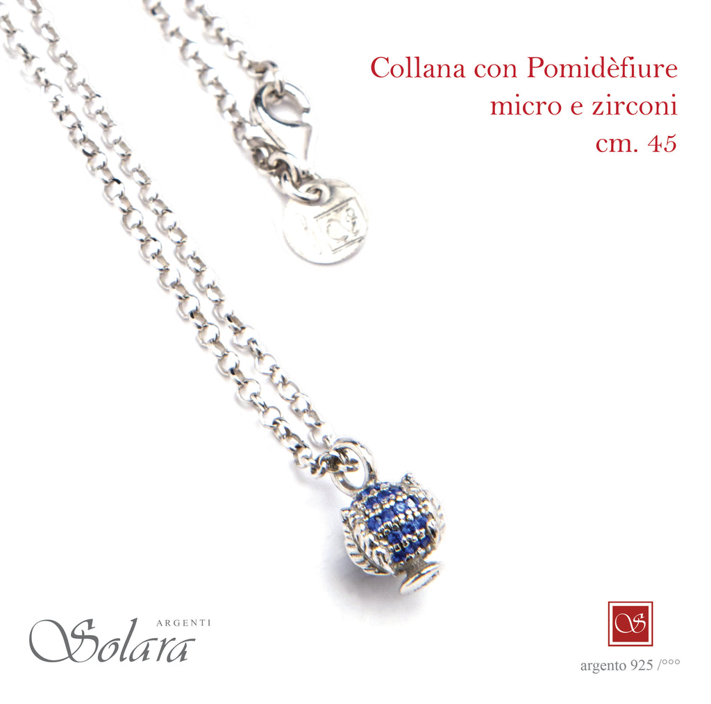 Collana cm.45 con Pomidèfiure e cubic zirconia - rodiata