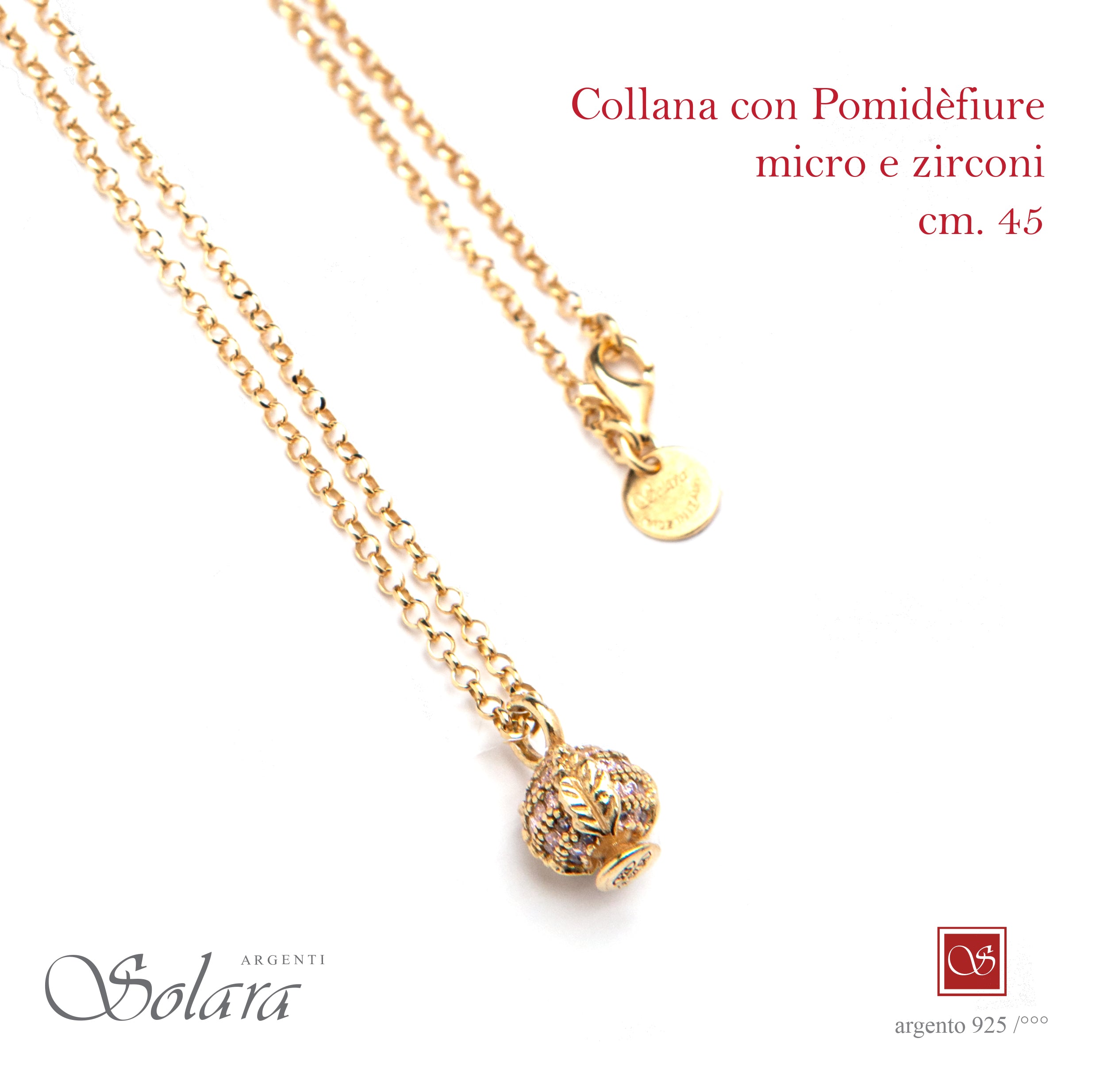 Collana cm.45 con Pomidèfiure e cubic zirconia - dorata