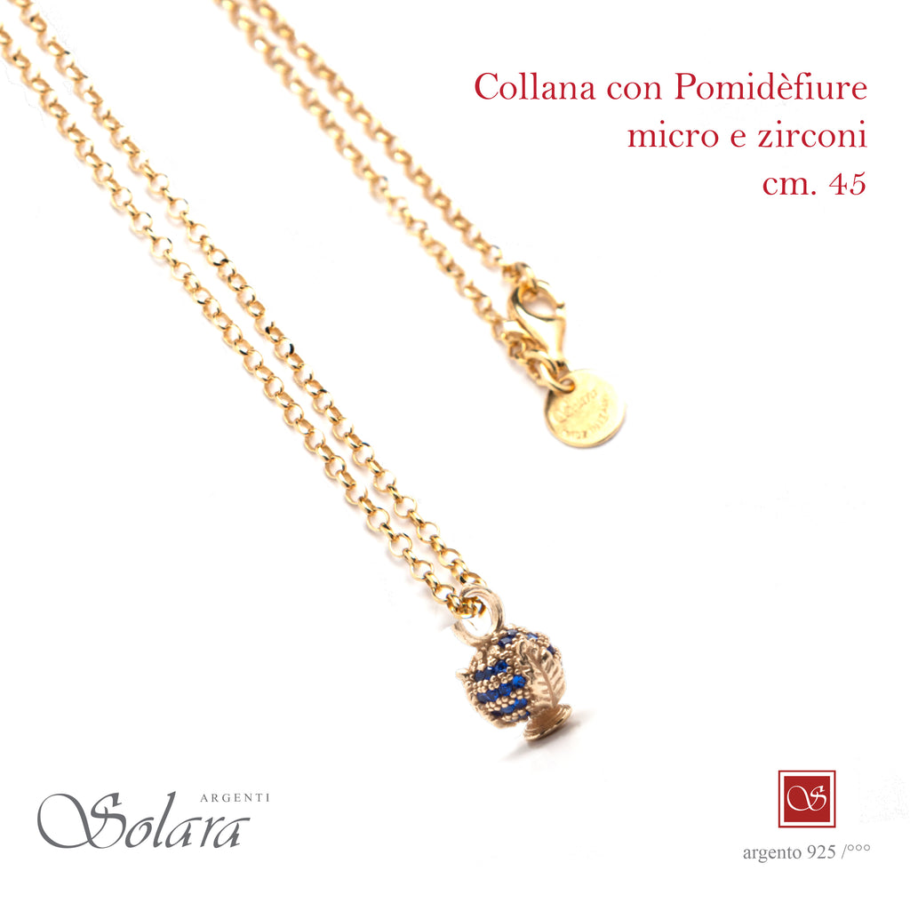 Collana cm.45 con Pomidèfiure e cubic zirconia - dorata