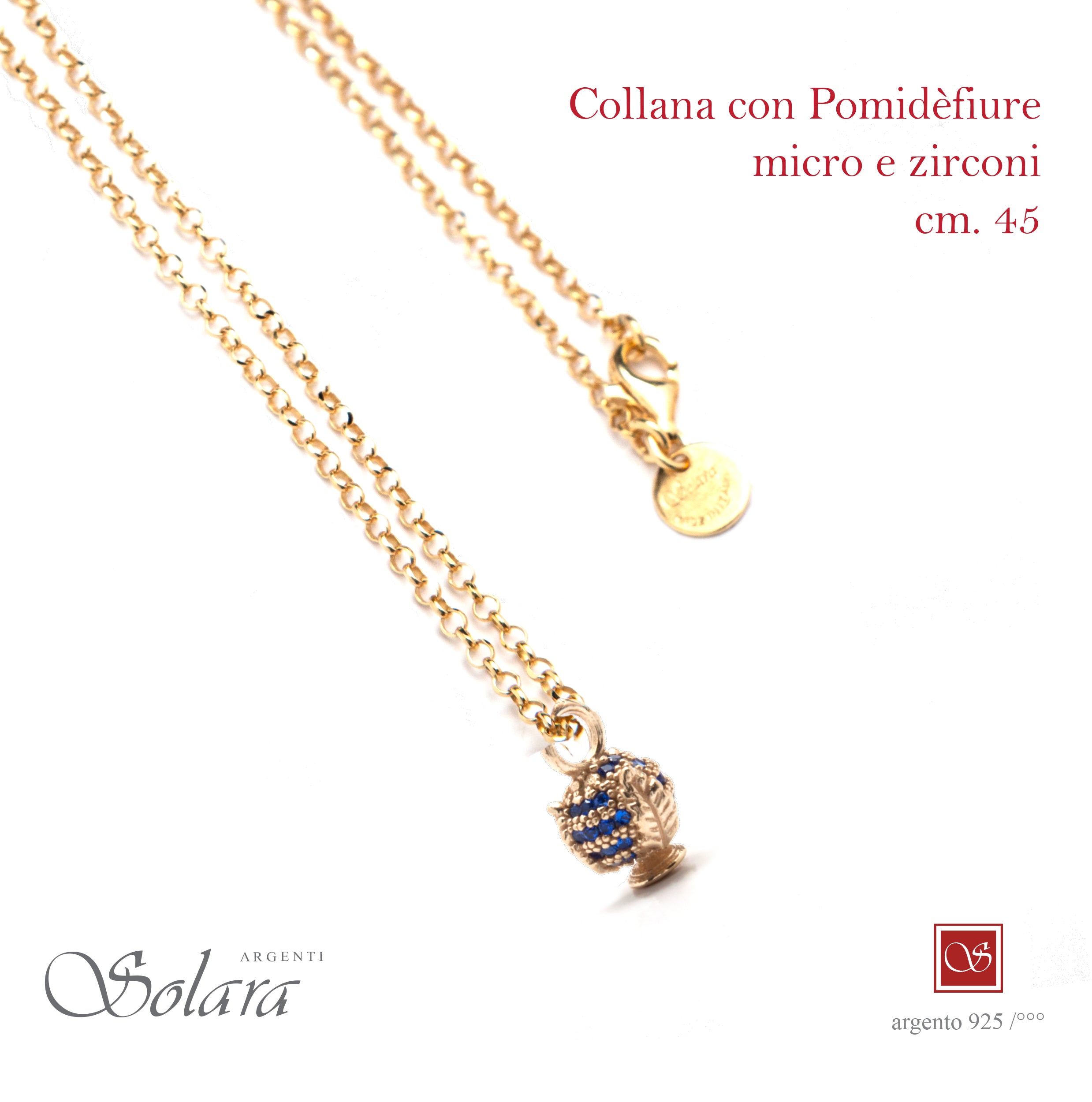 Collana cm.45 con Pomidèfiure e cubic zirconia - dorata