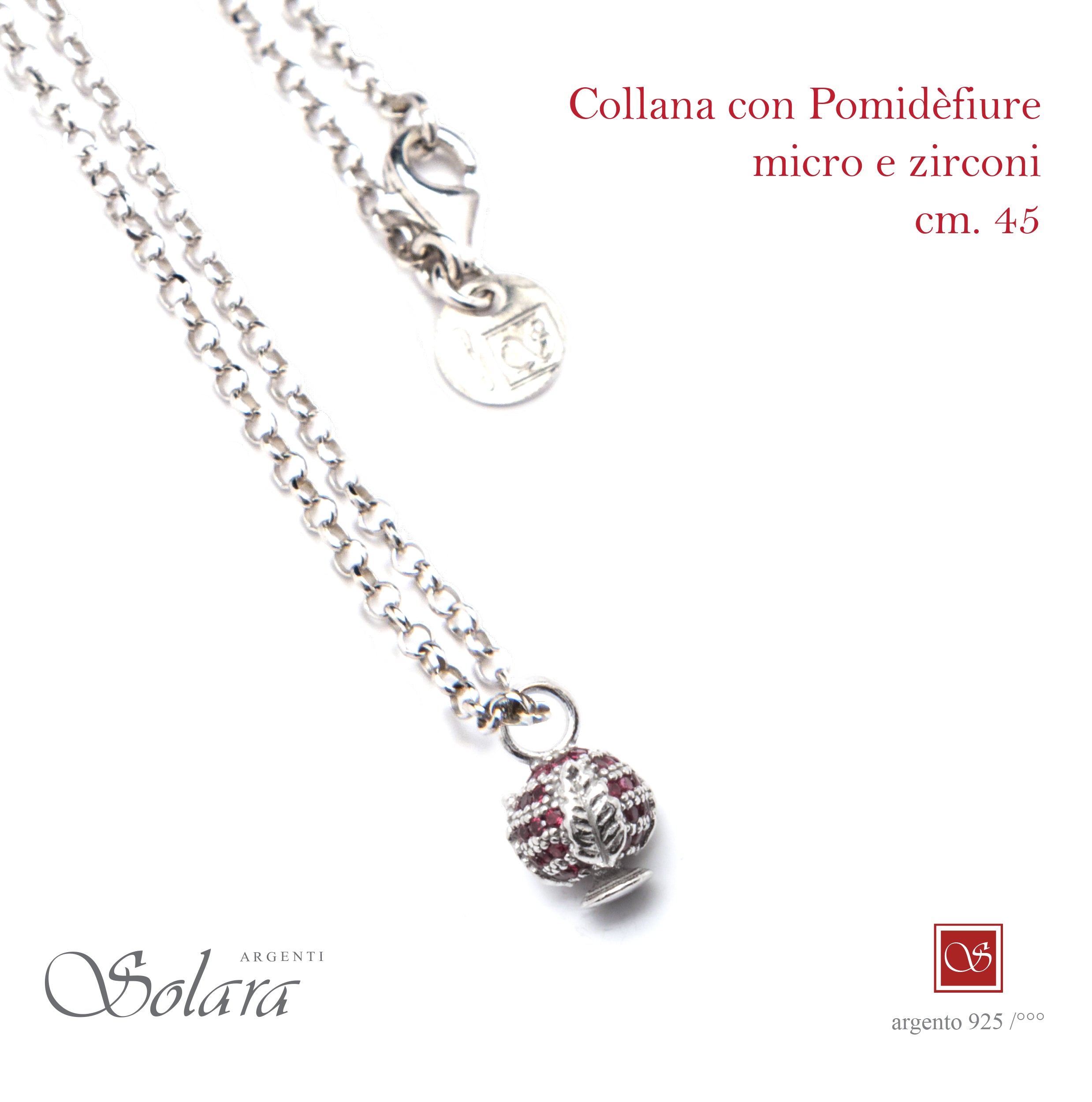 Collana cm.45 con Pomidèfiure e cubic zirconia - rodiata