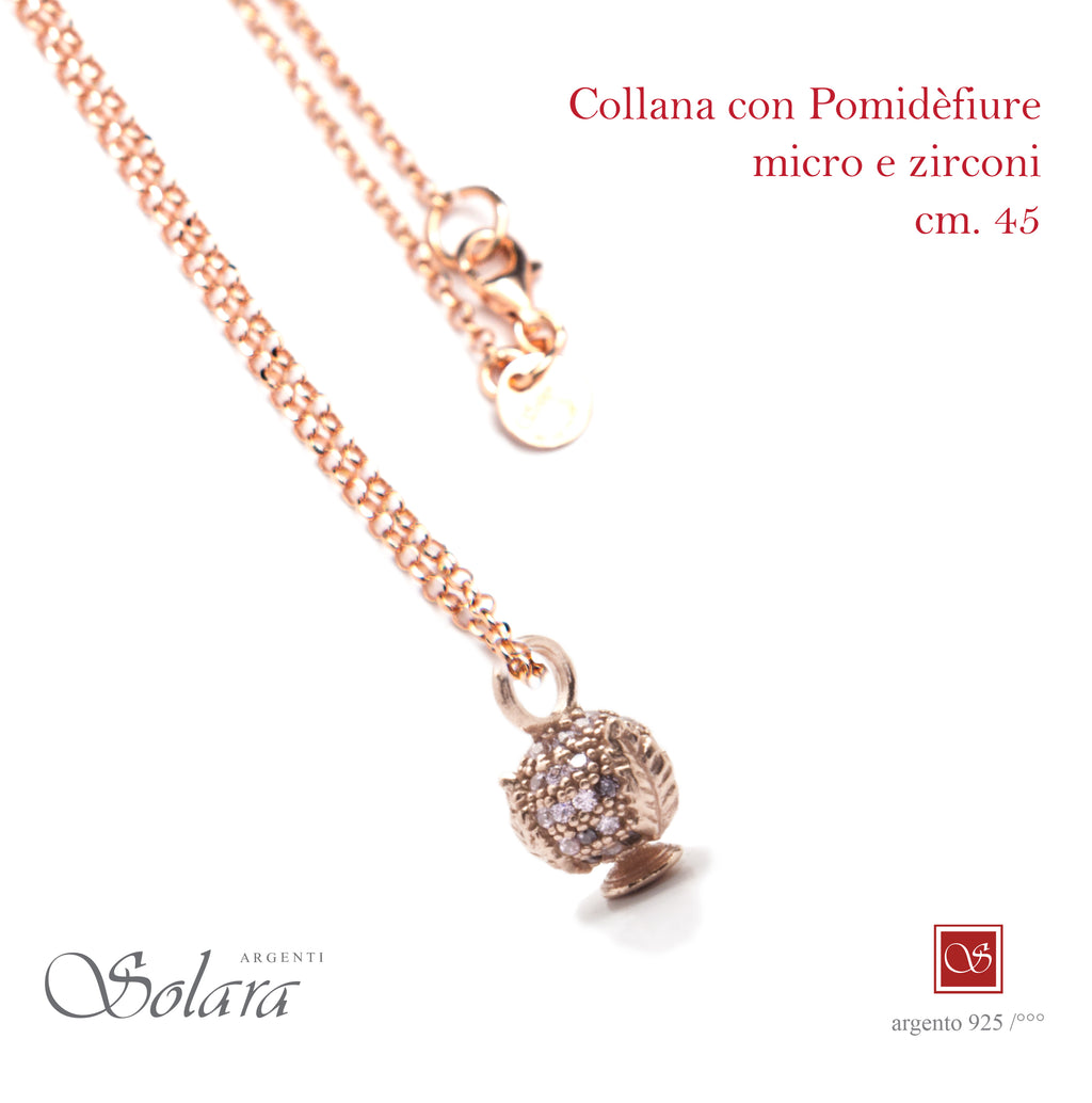 Collana cm.45 con Pomidèfiure e cubic zirconia - rosé