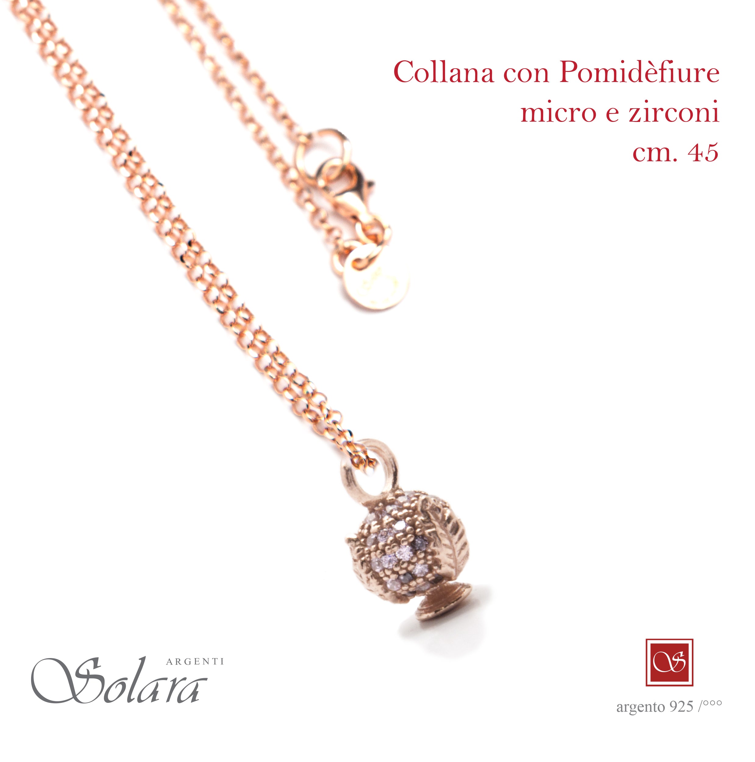 Collana cm.45 con Pomidèfiure e cubic zirconia - rosé