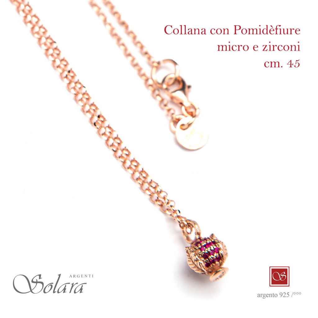 Collana cm.45 con Pomidèfiure e cubic zirconia - rosé