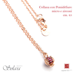 Apri immagine nella presentazione, Collana cm.45 con Pomidèfiure e cubic zirconia - rosé
