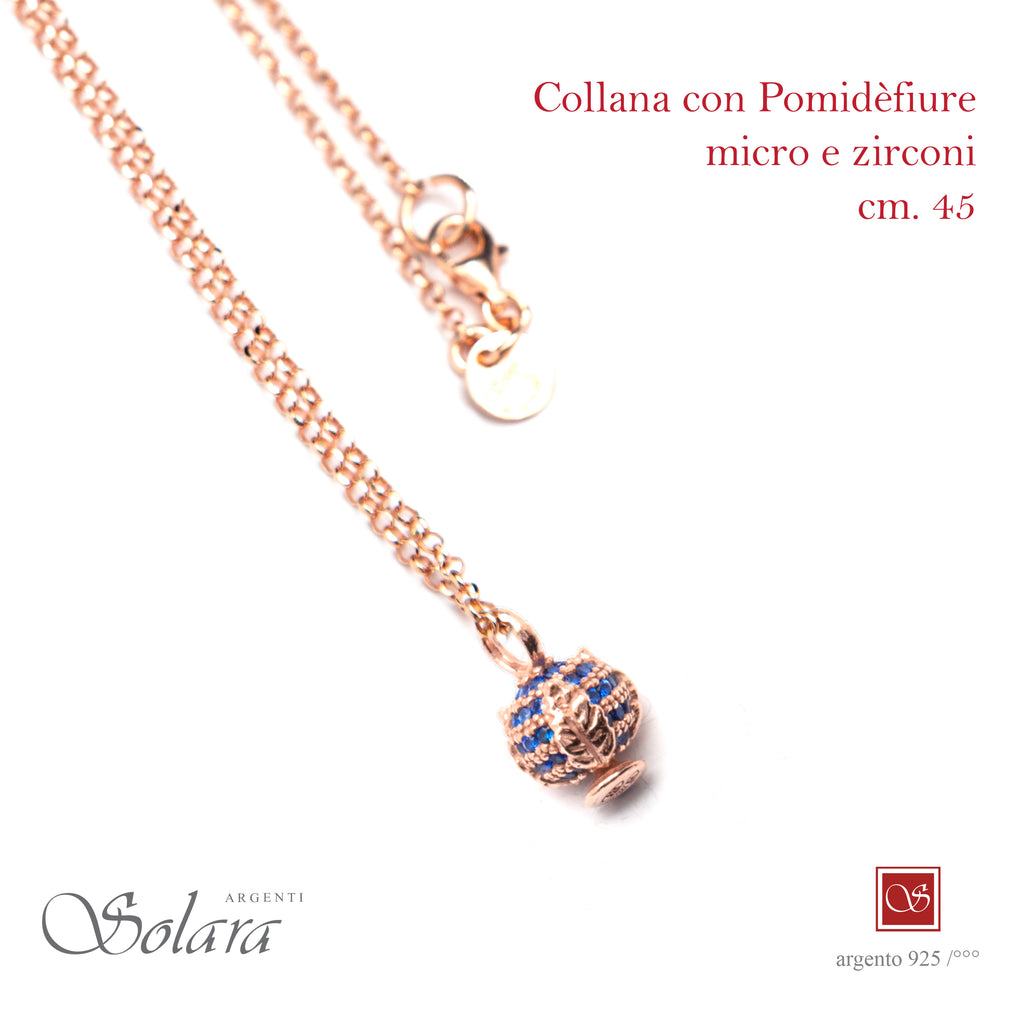Collana cm.45 con Pomidèfiure e cubic zirconia - rosé