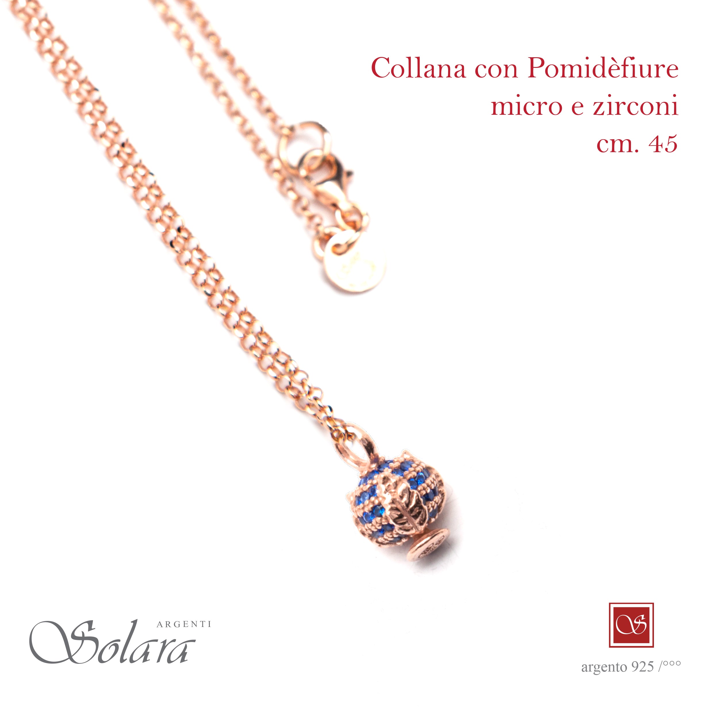 Collana cm.45 con Pomidèfiure e cubic zirconia - rosé