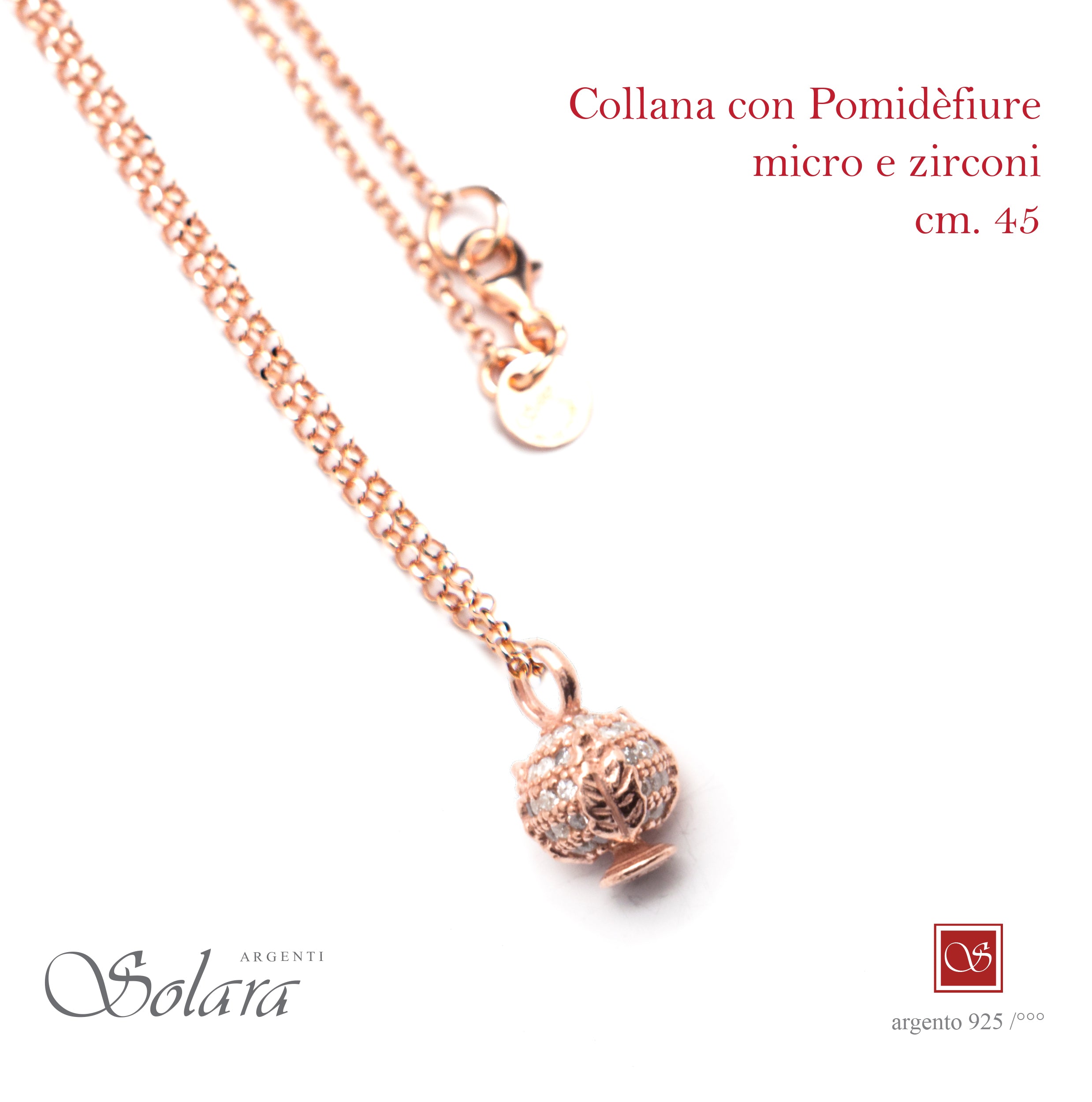 Collana cm.45 con Pomidèfiure e cubic zirconia - rosé