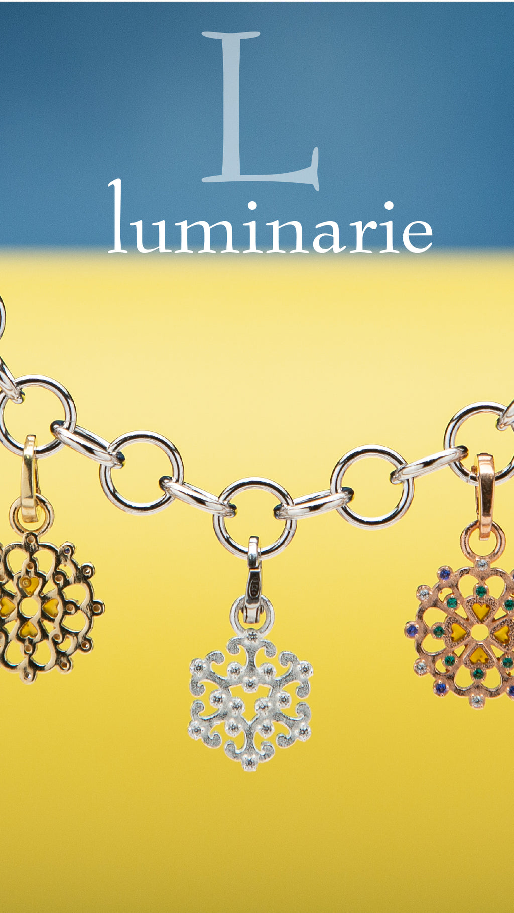 Luminaria tonda con zirconi colorati, VERDE e BLU,  mm 18 - argento-rosè-dorata