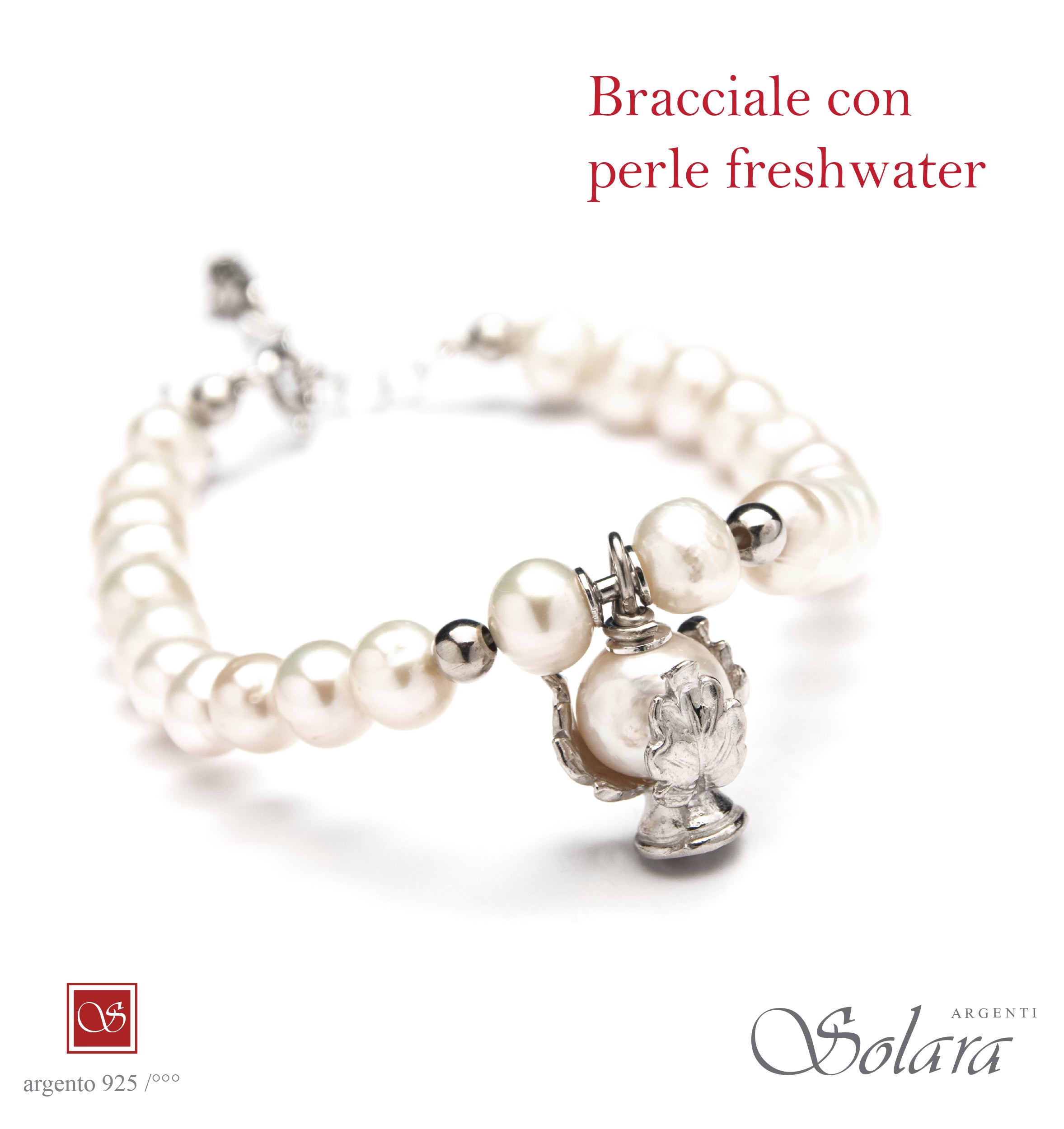Bracciale Pomidèfiure con perle frehwater e pietre incastonate
