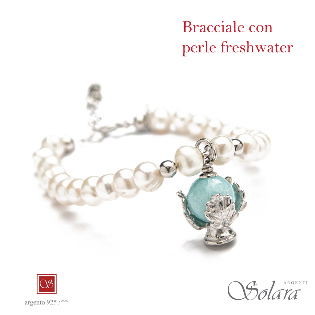 Bracciale Pomidèfiure con perle frehwater e pietre incastonate