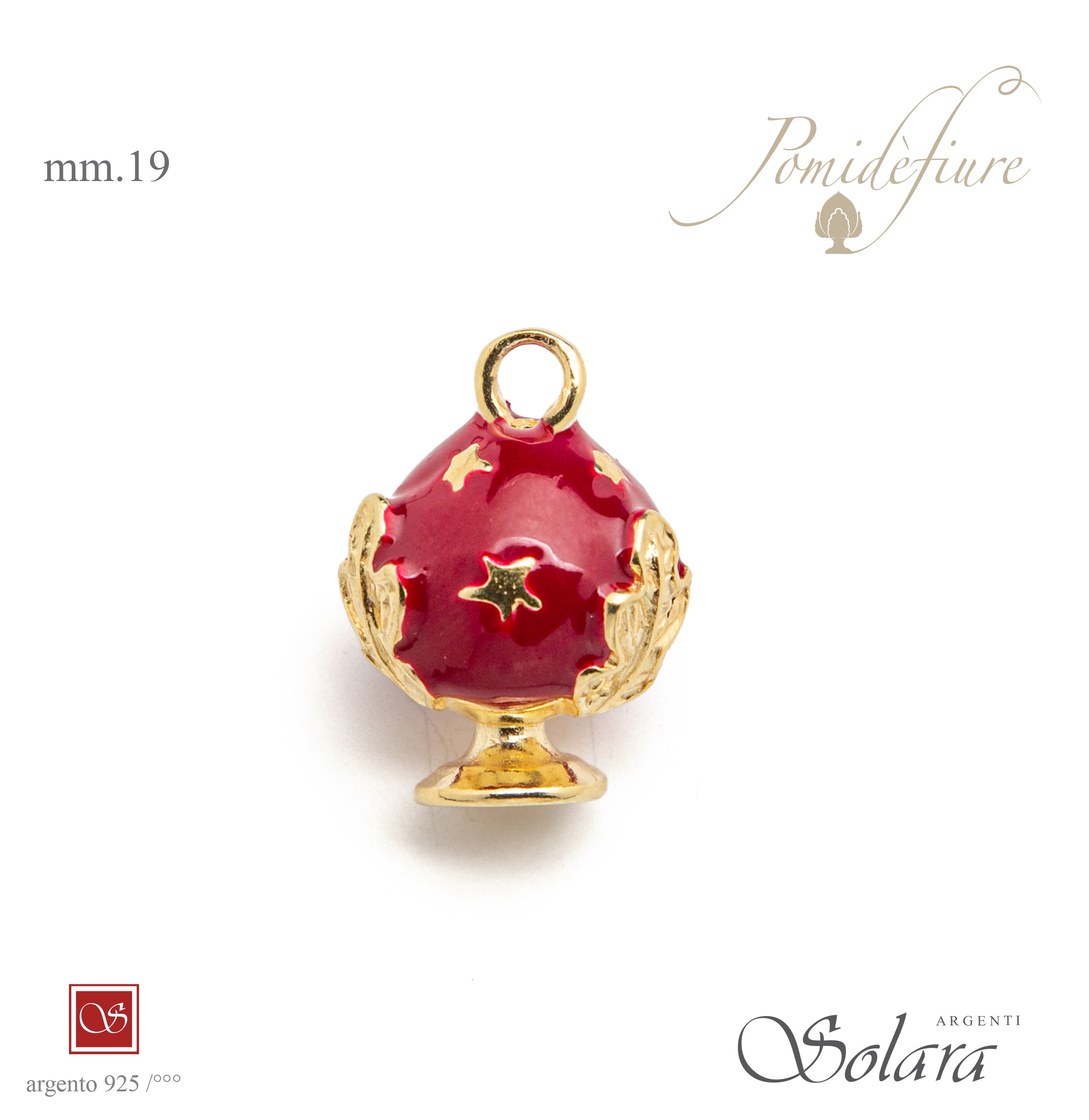 Pomidèfiure II^ misura mm.19 con stelle - smalto bordeaux