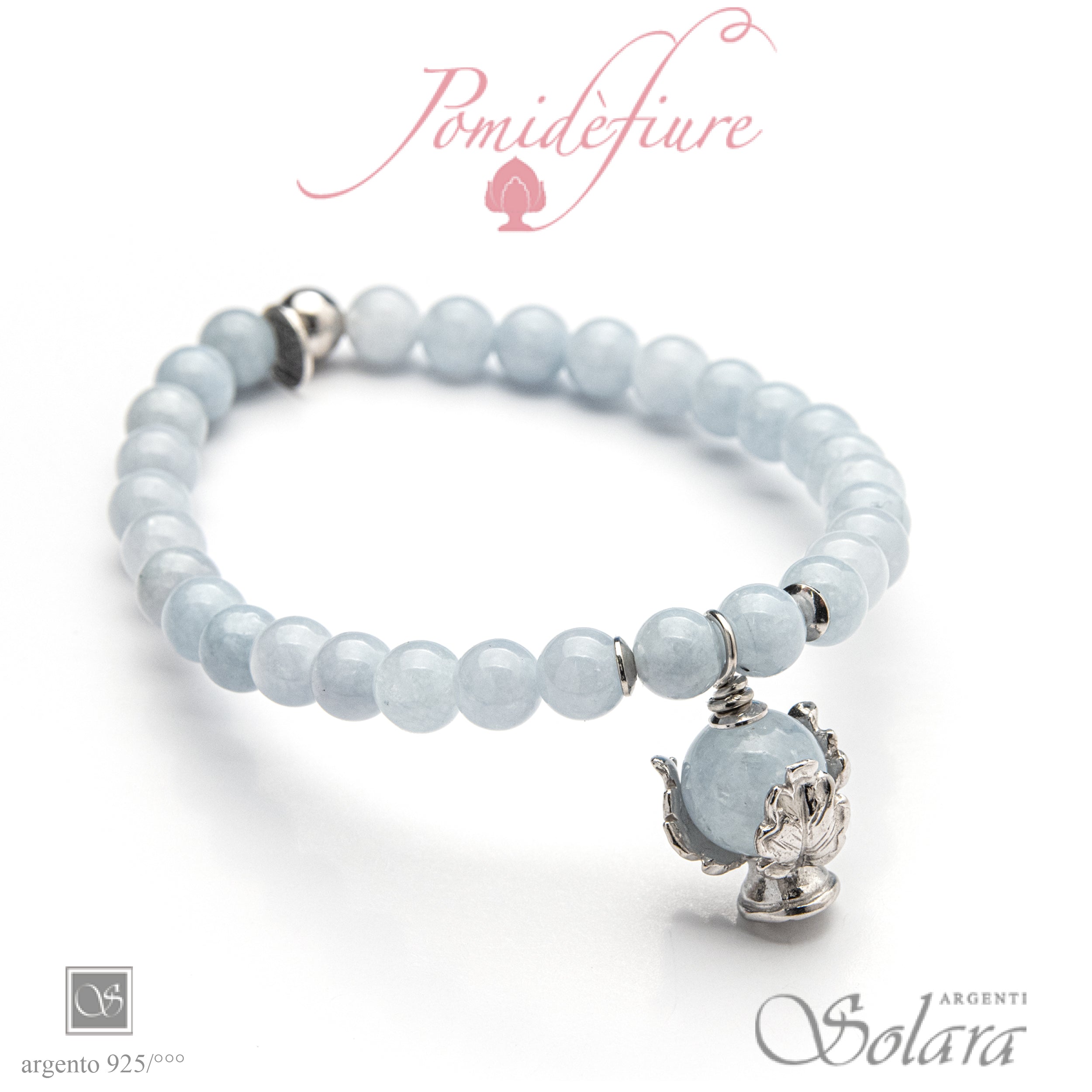 Bracciale elastico - giada CELESTE CIELO