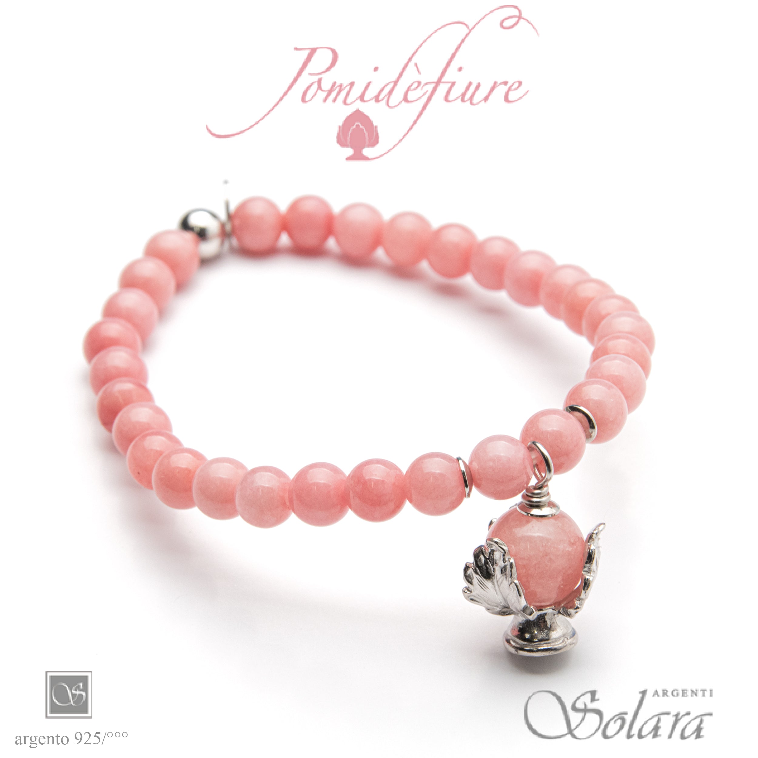 Bracciale elastico - giada ROSA