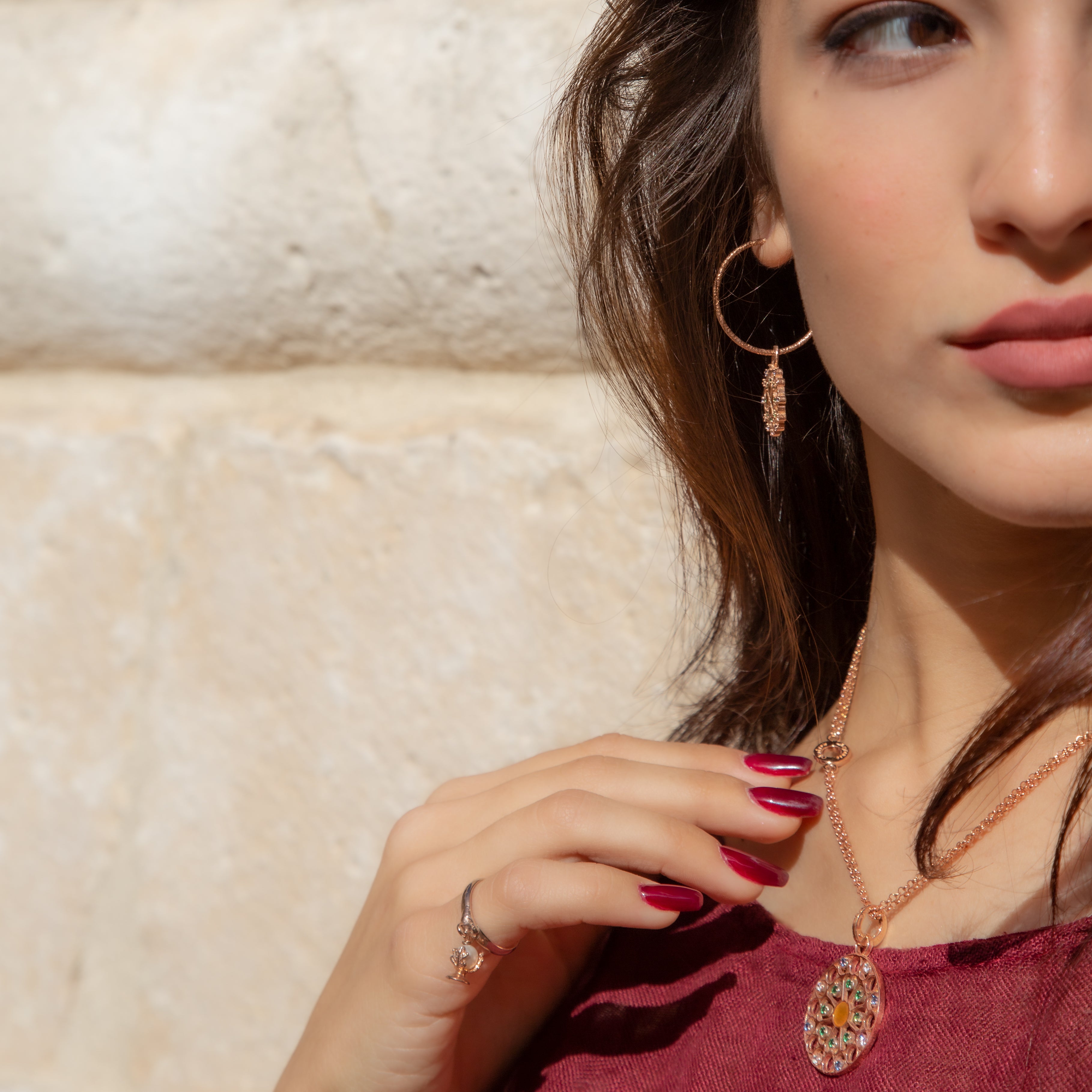 Luminaria tonda con zirconi trasparenti,  mm 30- argento-rosè-dorata