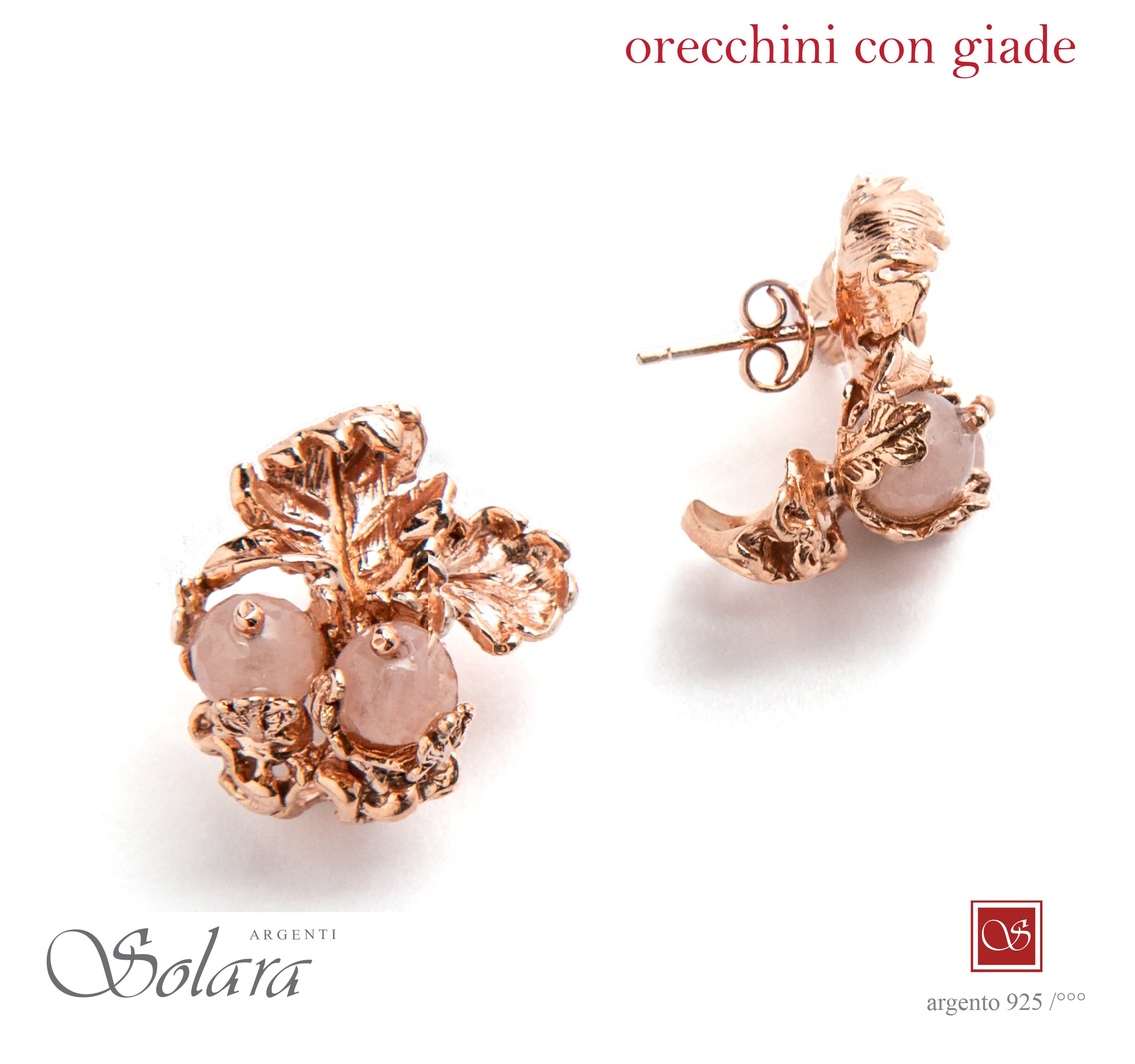 Orecchini LIBERTY  piccoli - rosè-  con Giada