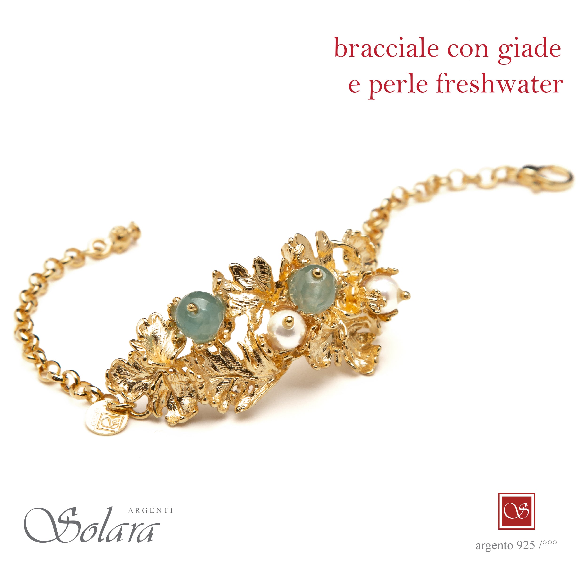 Bracciale LIBERTY  Pomidefiure  - dorato - con Giada e perle Freshwater