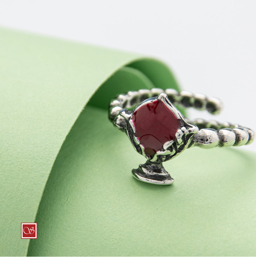 Anello regolabile Pomidèfiure con smalti - misura dalla 12 alla 19