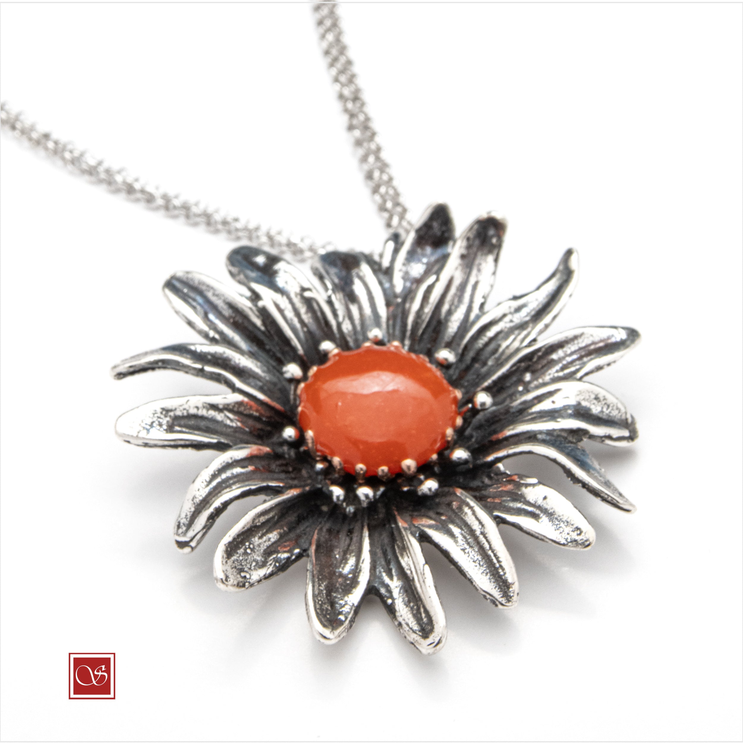 Margherita - ciondolo con collana da 80 cm. - linea FIORIDARGENTO - III^ misura