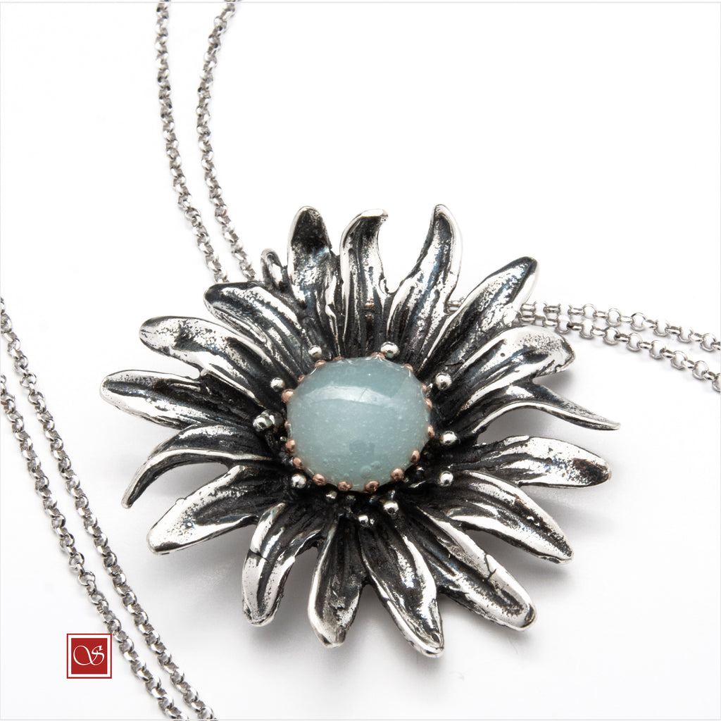 Margherita - ciondolo con collana da 80 cm. - linea FIORIDARGENTO - III^ misura