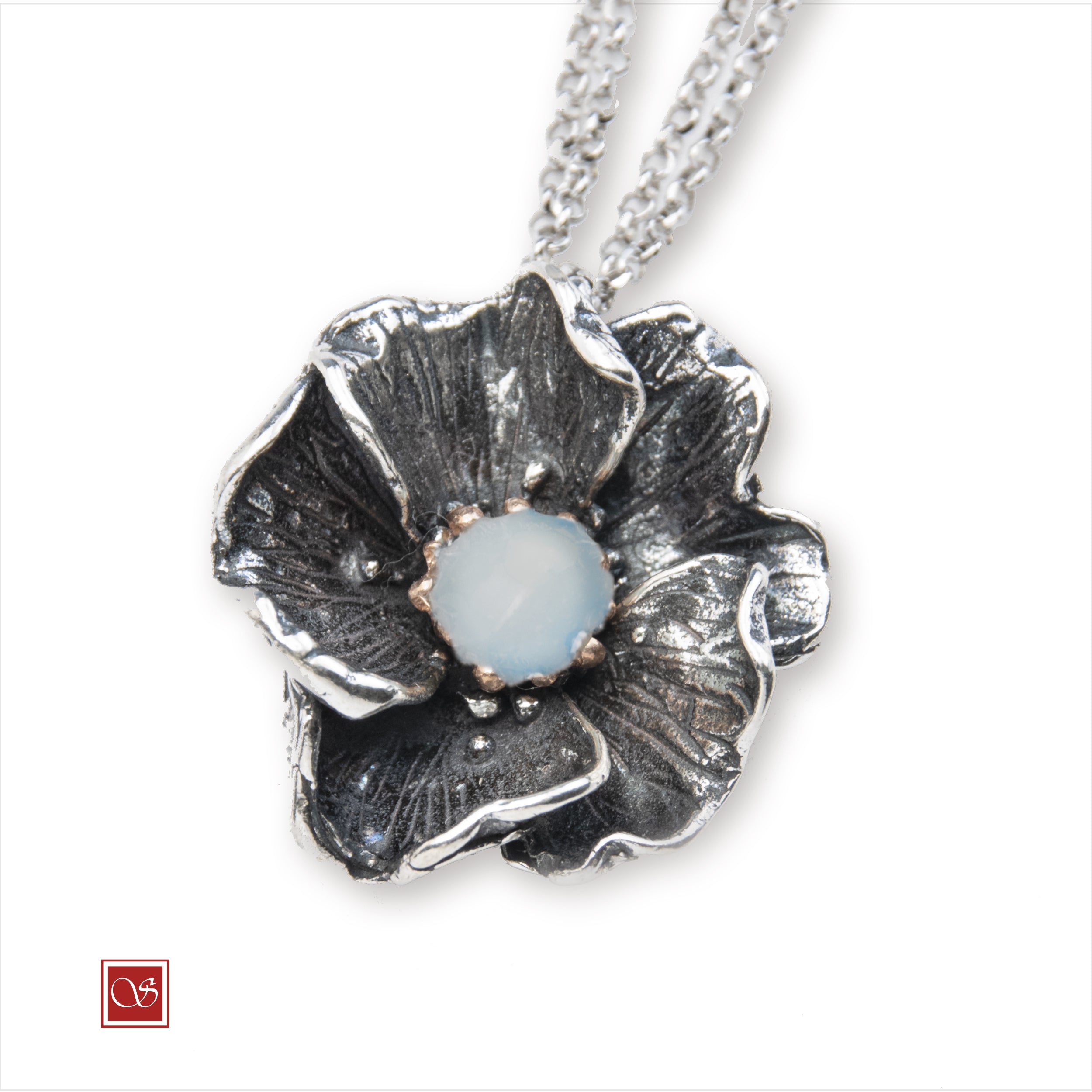 Nasturzio - ciondolo con collana doppia da 60 cm. - linea FIORIDARGENTO - III^ misura