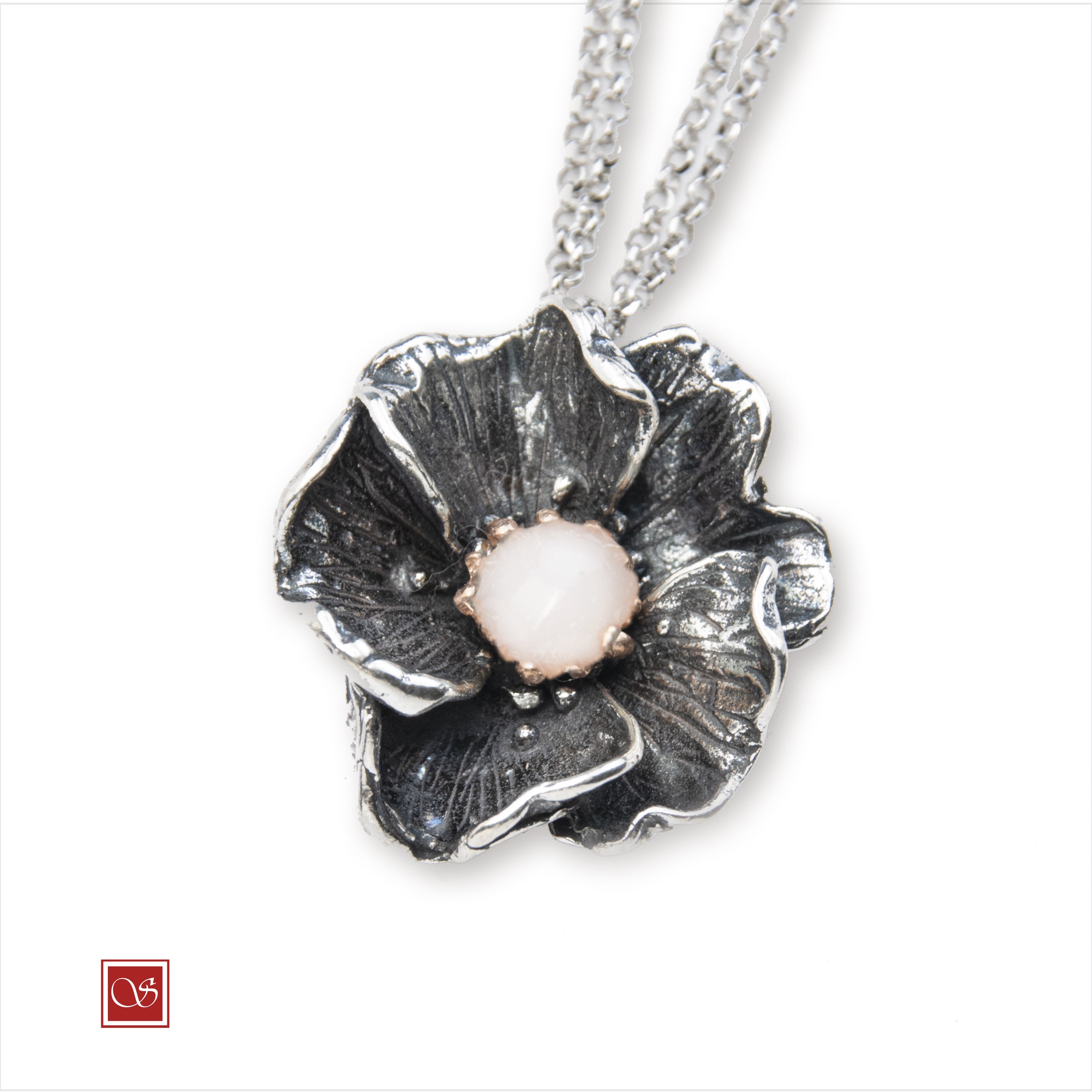 Nasturzio - ciondolo con collana doppia da 60 cm. - linea FIORIDARGENTO - III^ misura