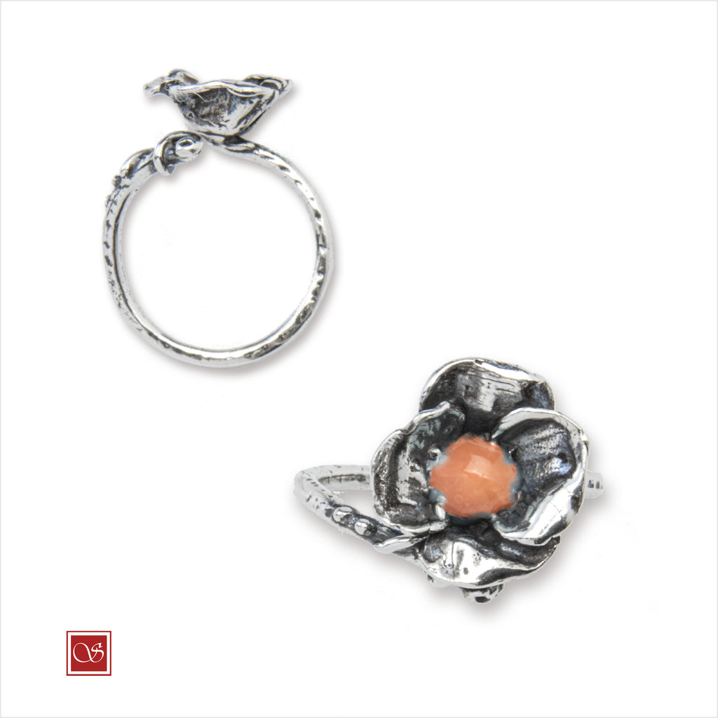 Papavero - anello - linea FIORIDARGENTO -