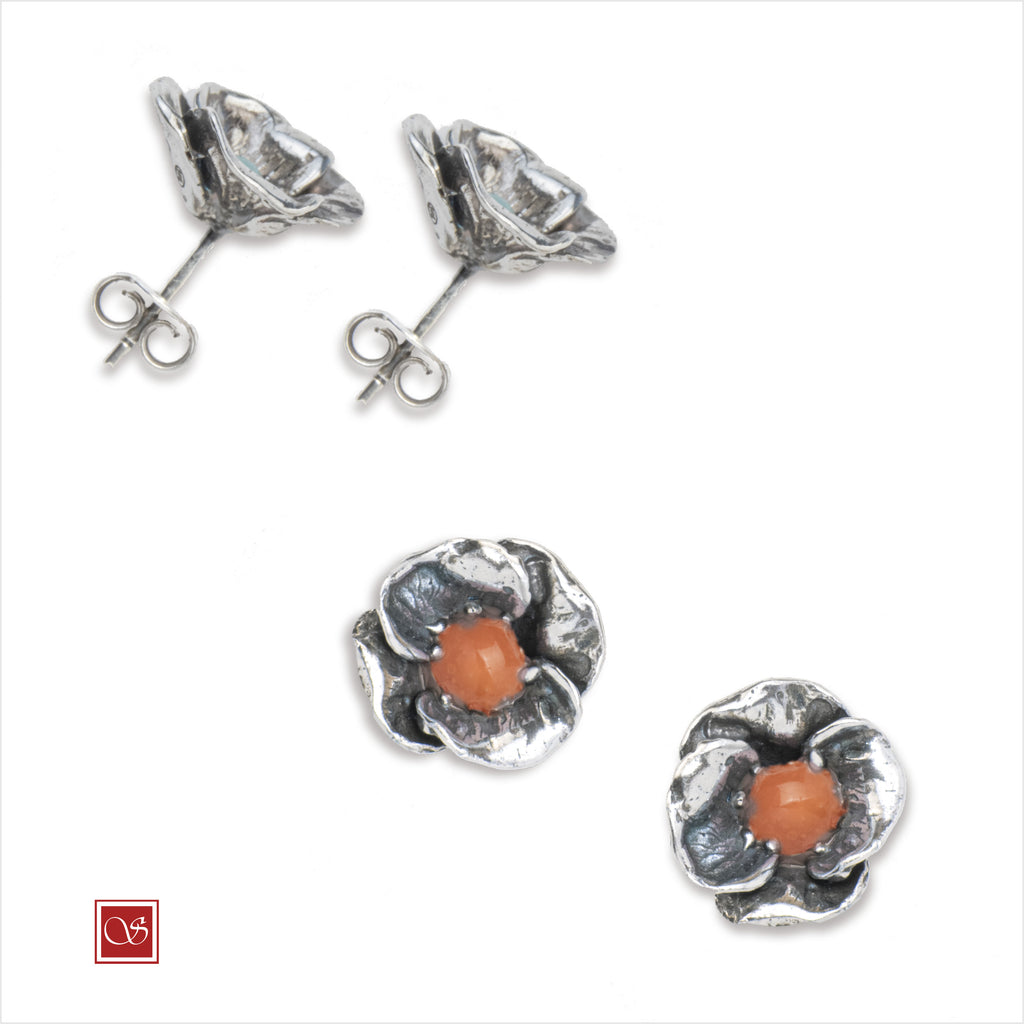 Papavero - orecchini - linea FIORIDARGENTO -