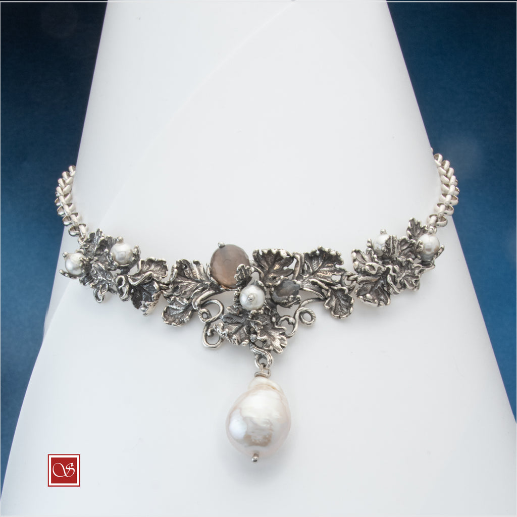 Collana LIBERTY  Pomidefiure  - brunito - con perla Barocca