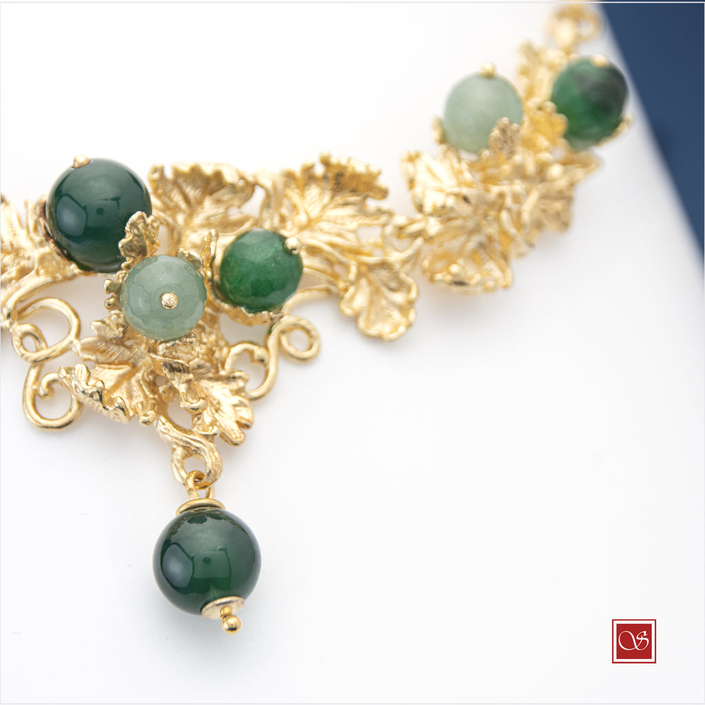 Collana LIBERTY  Pomidefiure  - dorata - con giada verde