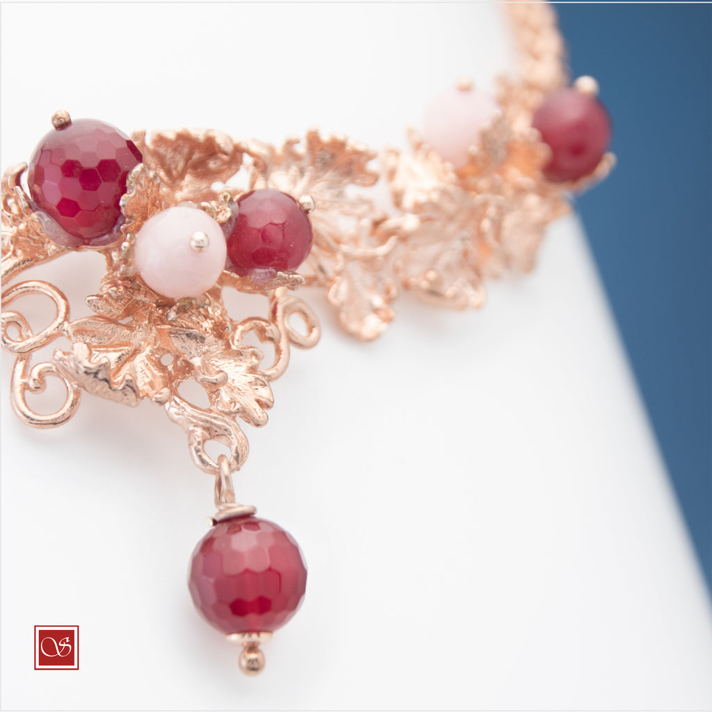 Collana LIBERTY  Pomidefiure  - rosè - con agata rossa
