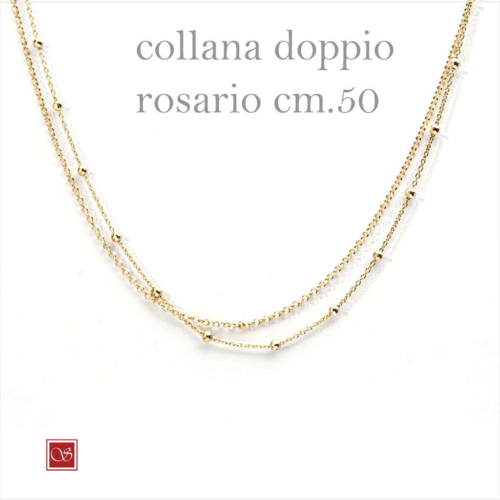 Collana doppio rosario - dorata -  cm50  e cm 80