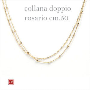 Apri immagine nella presentazione, Collana doppio rosario - dorata -  cm50  e cm 80

