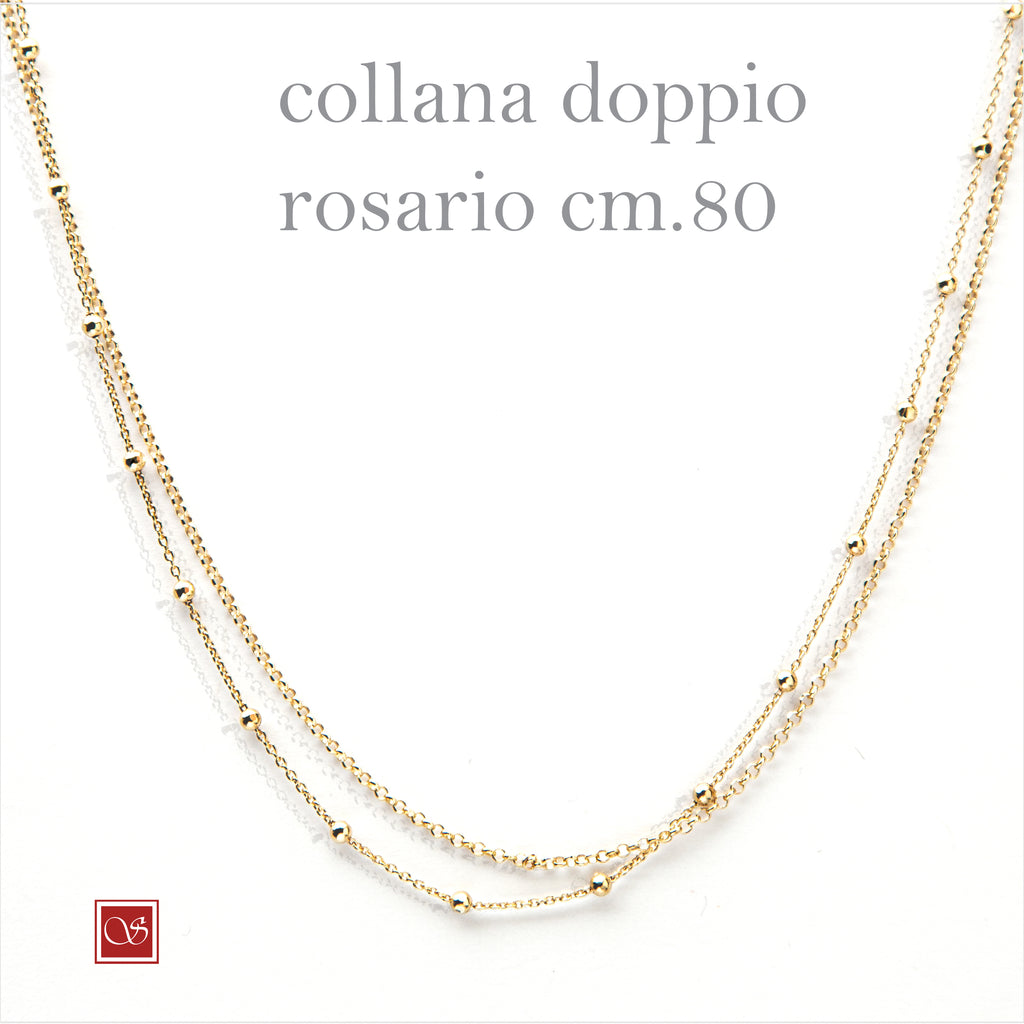 Collana doppio rosario - dorata -  cm50  e cm 80