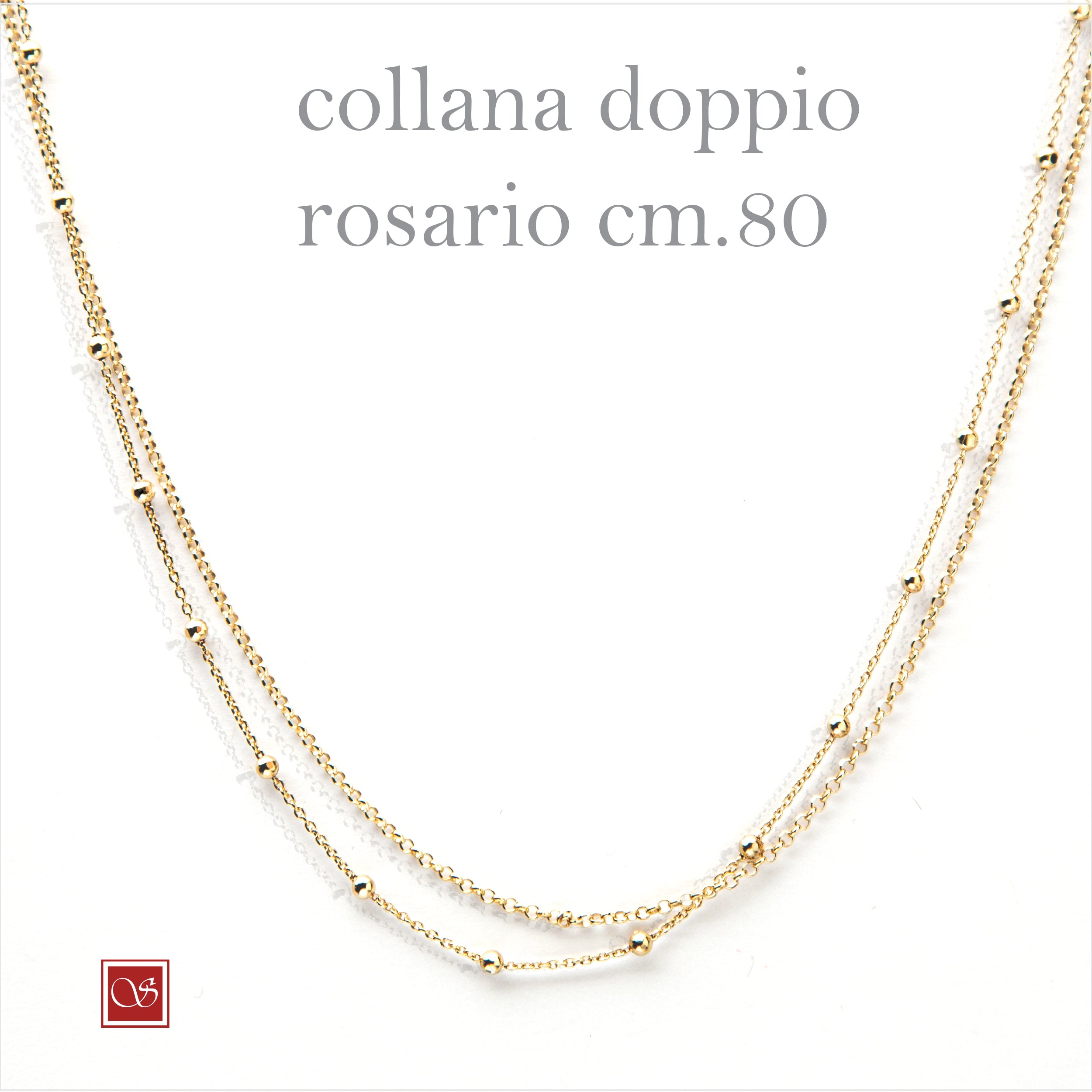 Collana doppio rosario - dorata -  cm50  e cm 80
