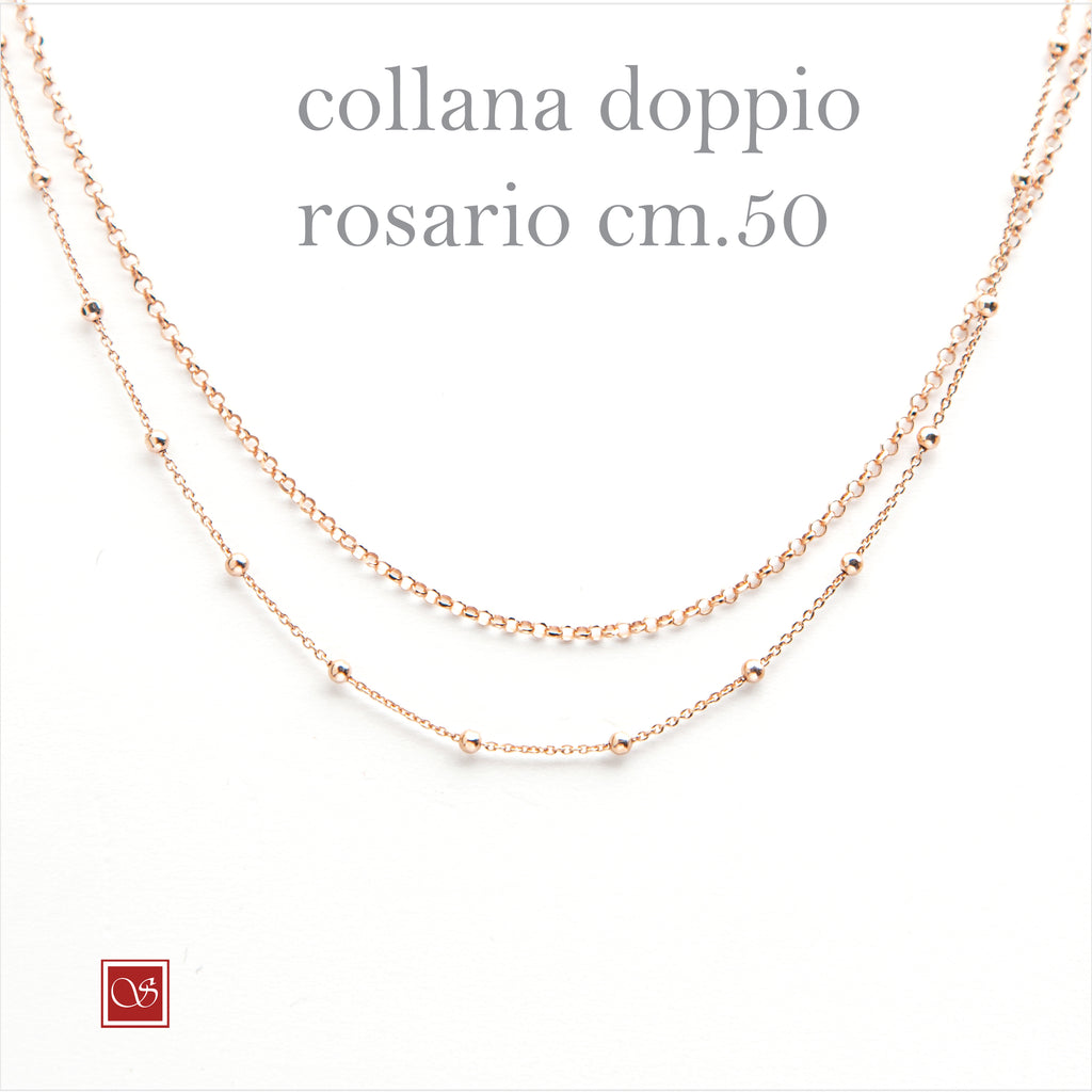 Collana doppio rosario - rosè -  cm50  e cm 80