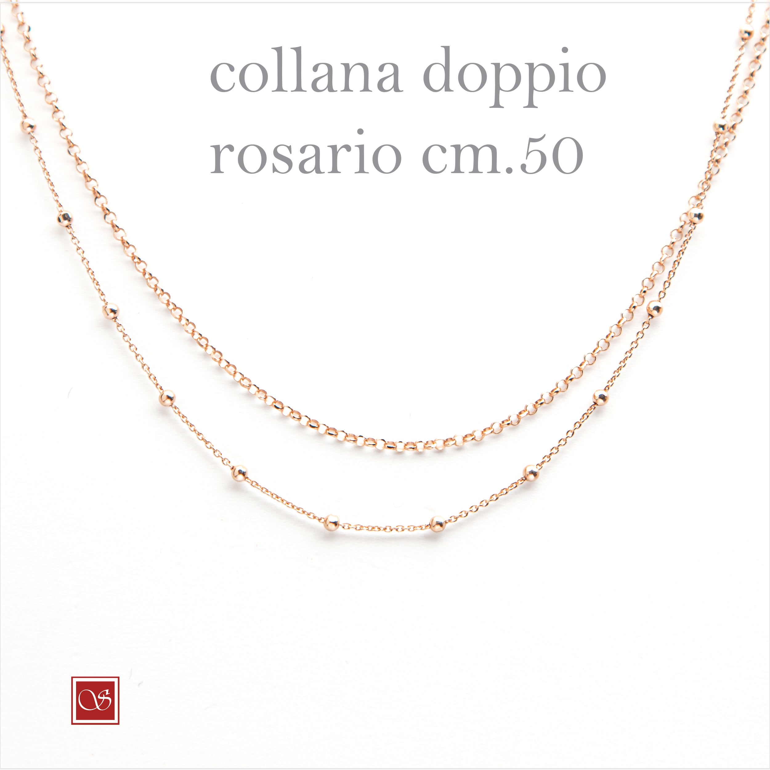 Collana doppio rosario - rosè -  cm50  e cm 80